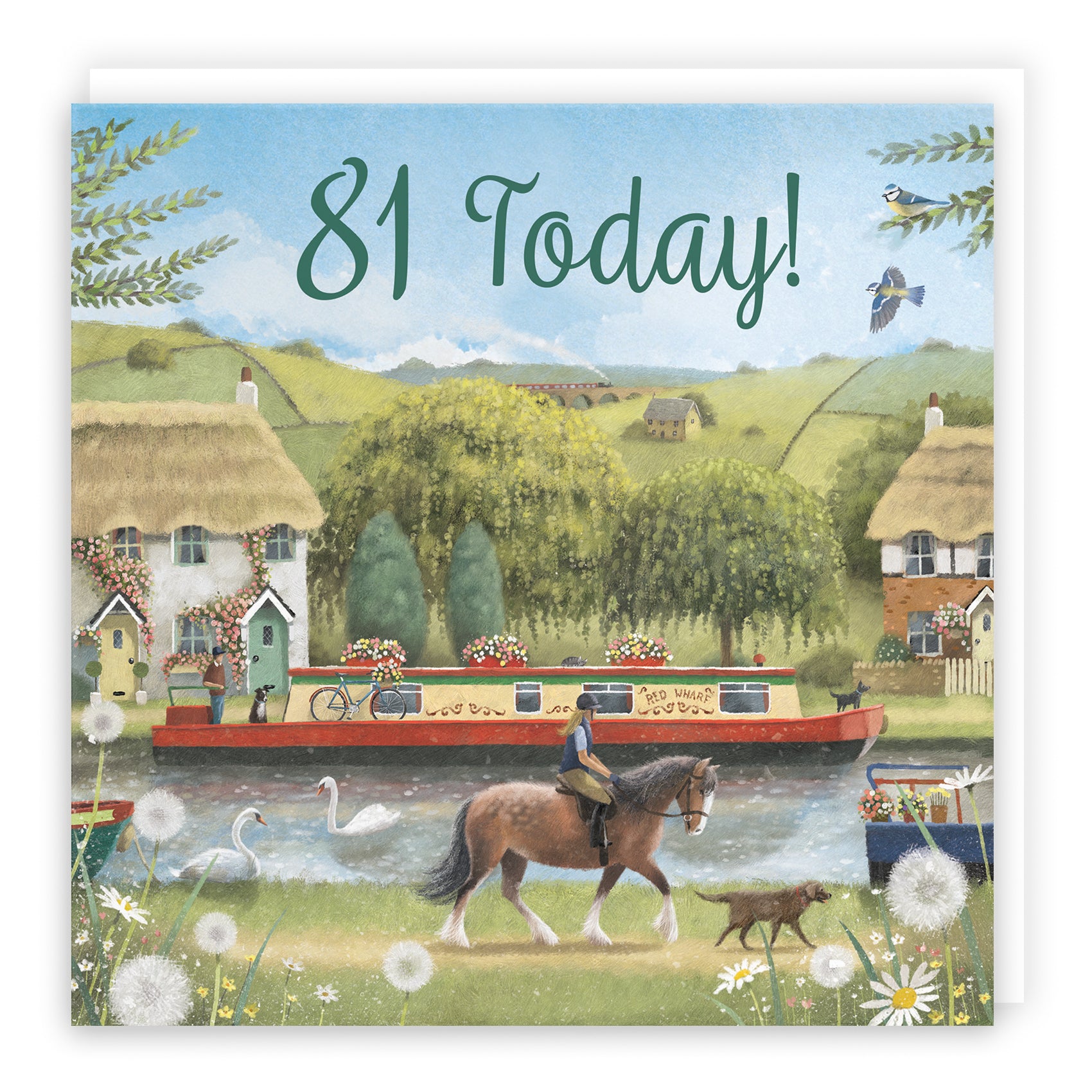 81st Canal Narrowboat Birthday Card Horse Riding Milo's Gallery