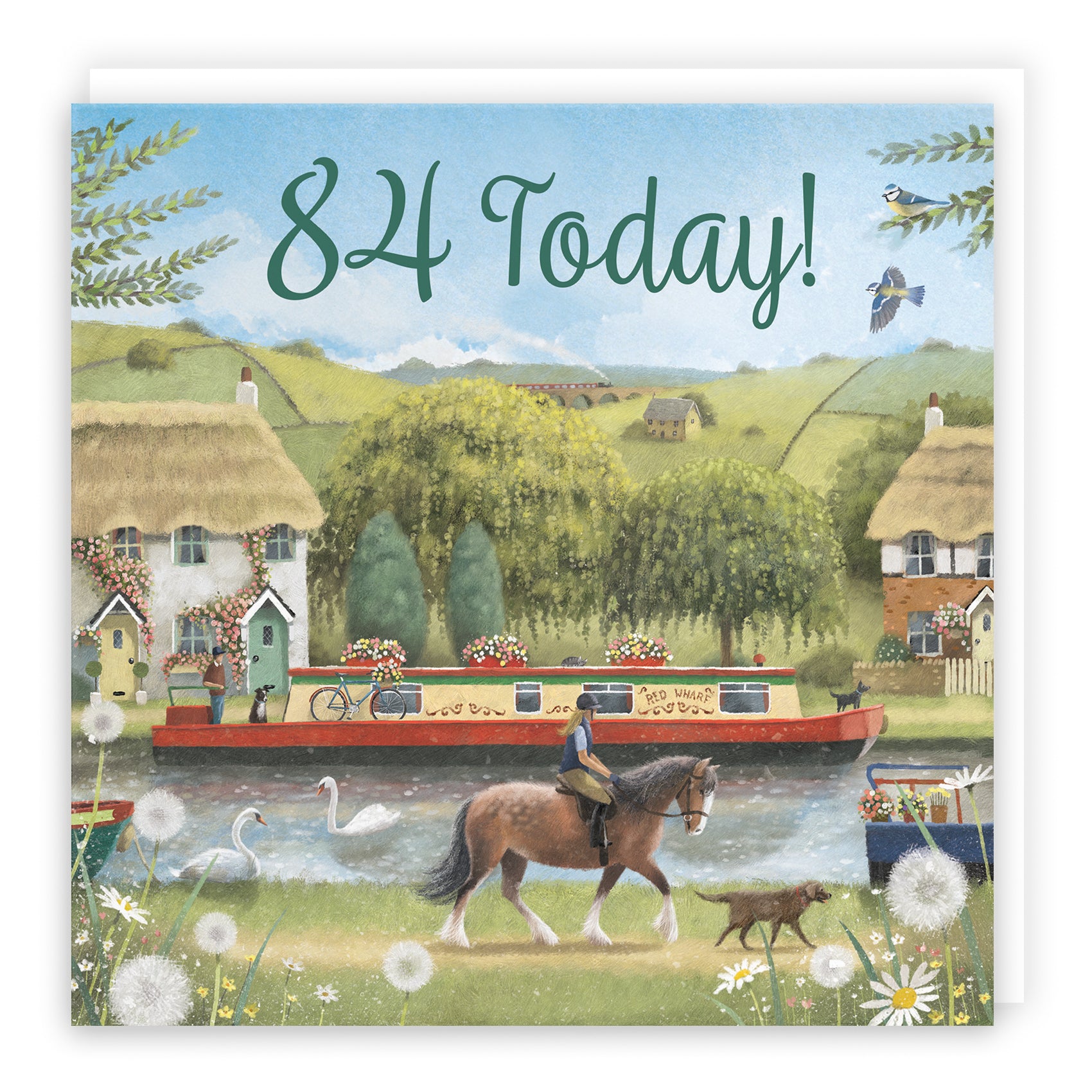 84th Canal Narrowboat Birthday Card Horse Riding Milo's Gallery