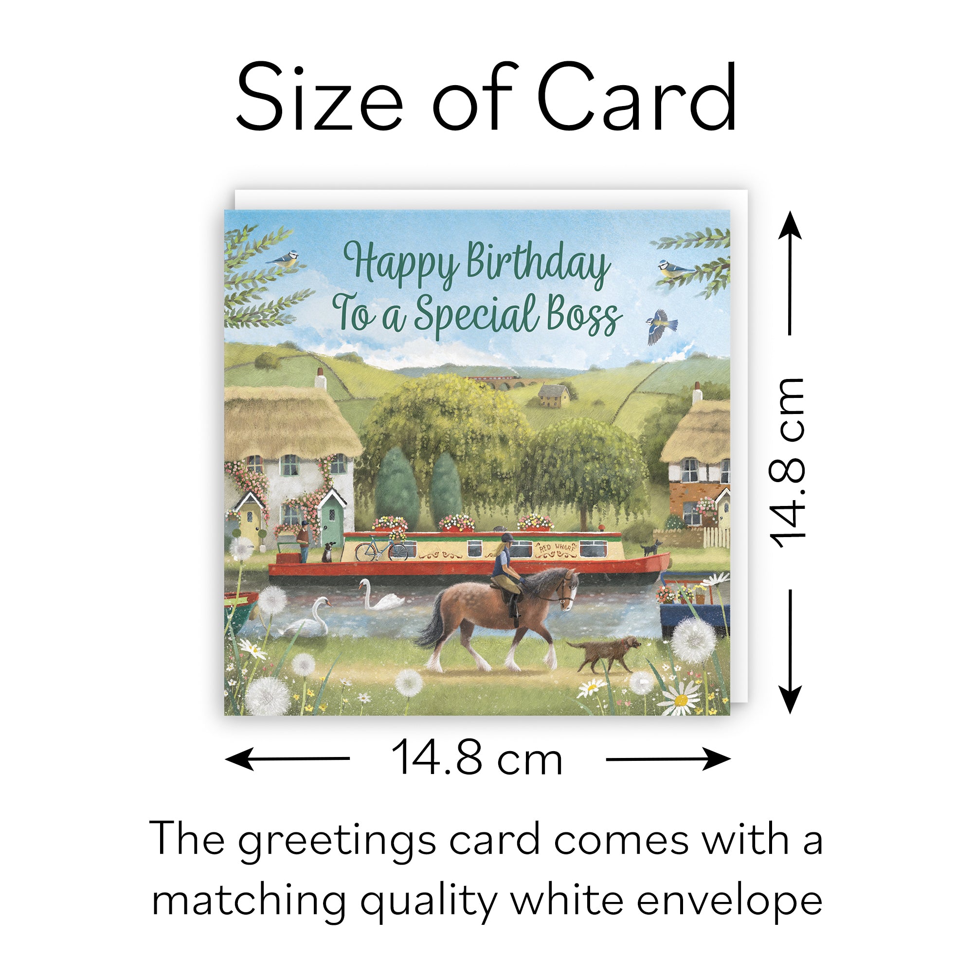 Boss Canal Narrowboat Birthday Card Horse Riding Milo's Gallery