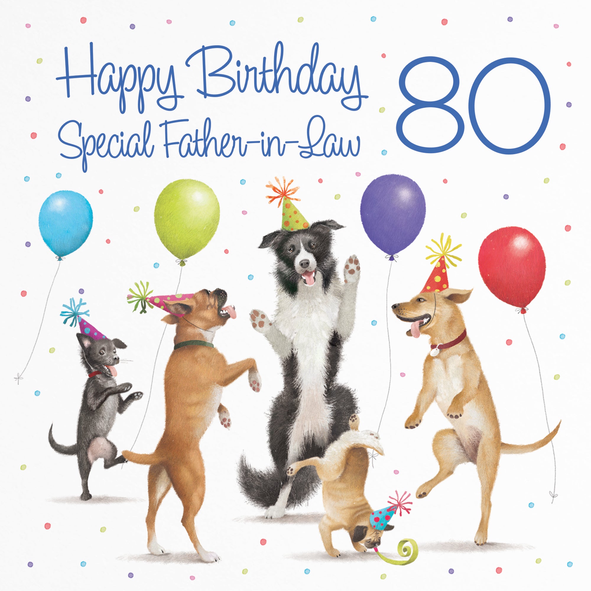 80th Father-in-Law Birthday Card Dancing Dogs Milo's Gallery