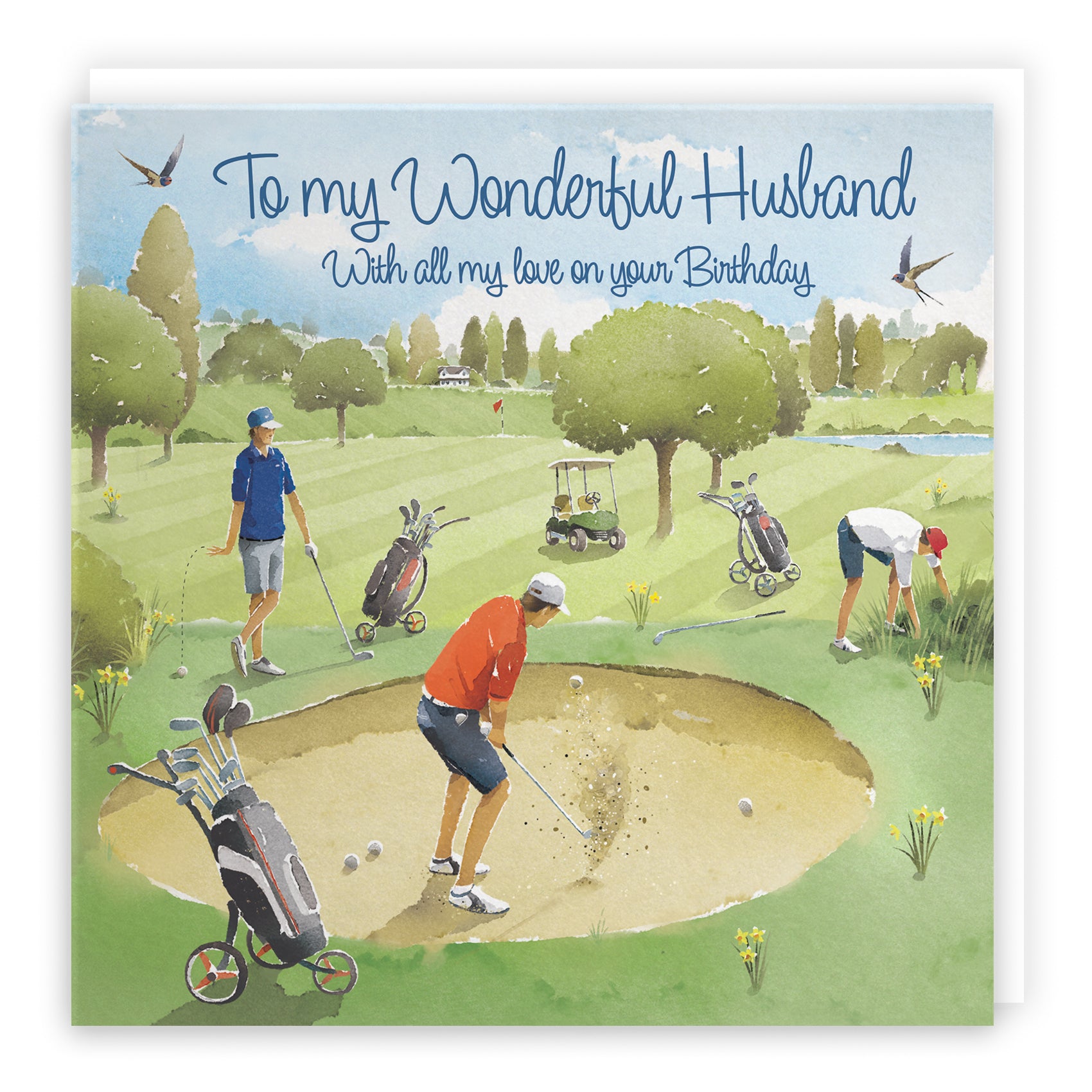 Husband Golfing Birthday Card Golf Bunker Milo's Gallery