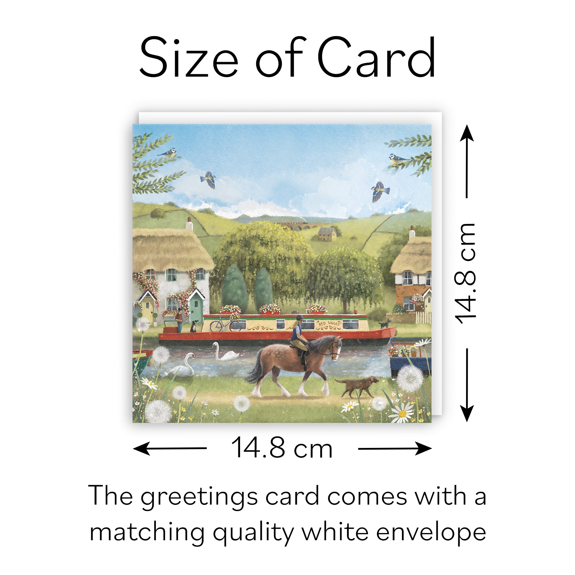 Blank Any Occasion Card Canal Narrowboat Horse Riding Milo's Gallery