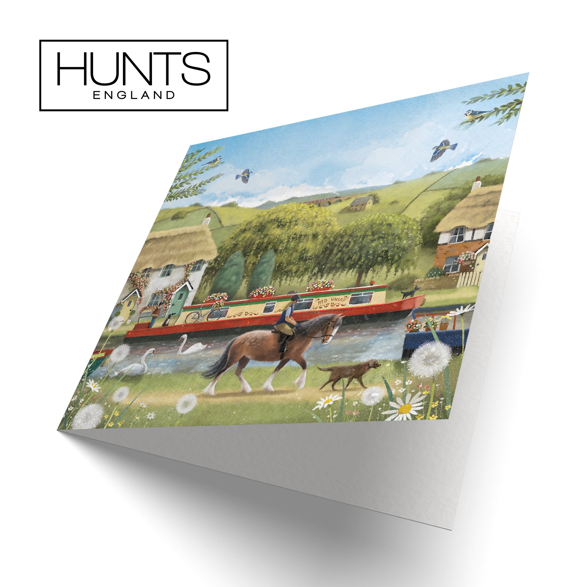 Blank Any Occasion Card Canal Narrowboat Horse Riding Milo's Gallery
