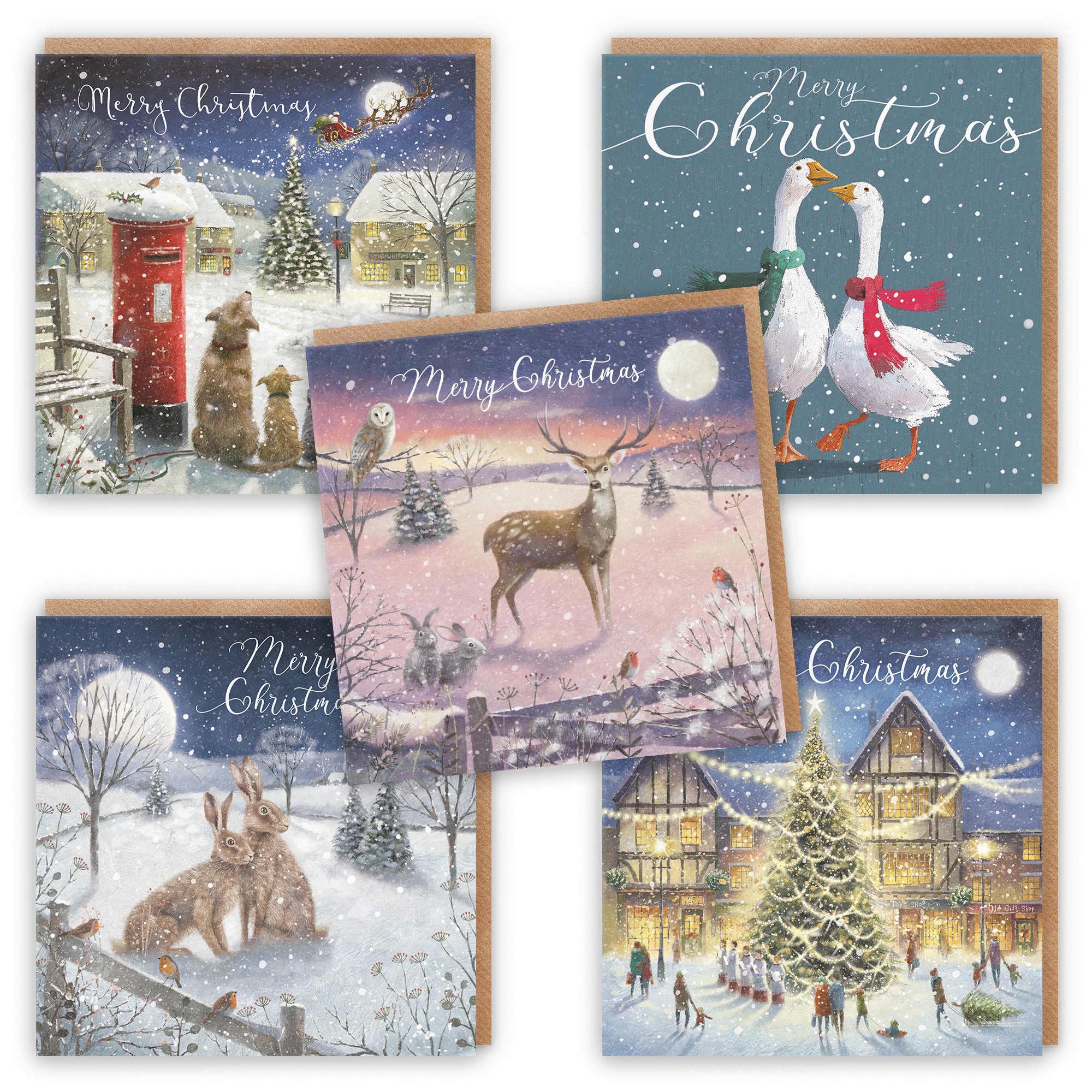 Milo's Gallery Mixed Pack Of 10 Christmas Cards And Envelopes