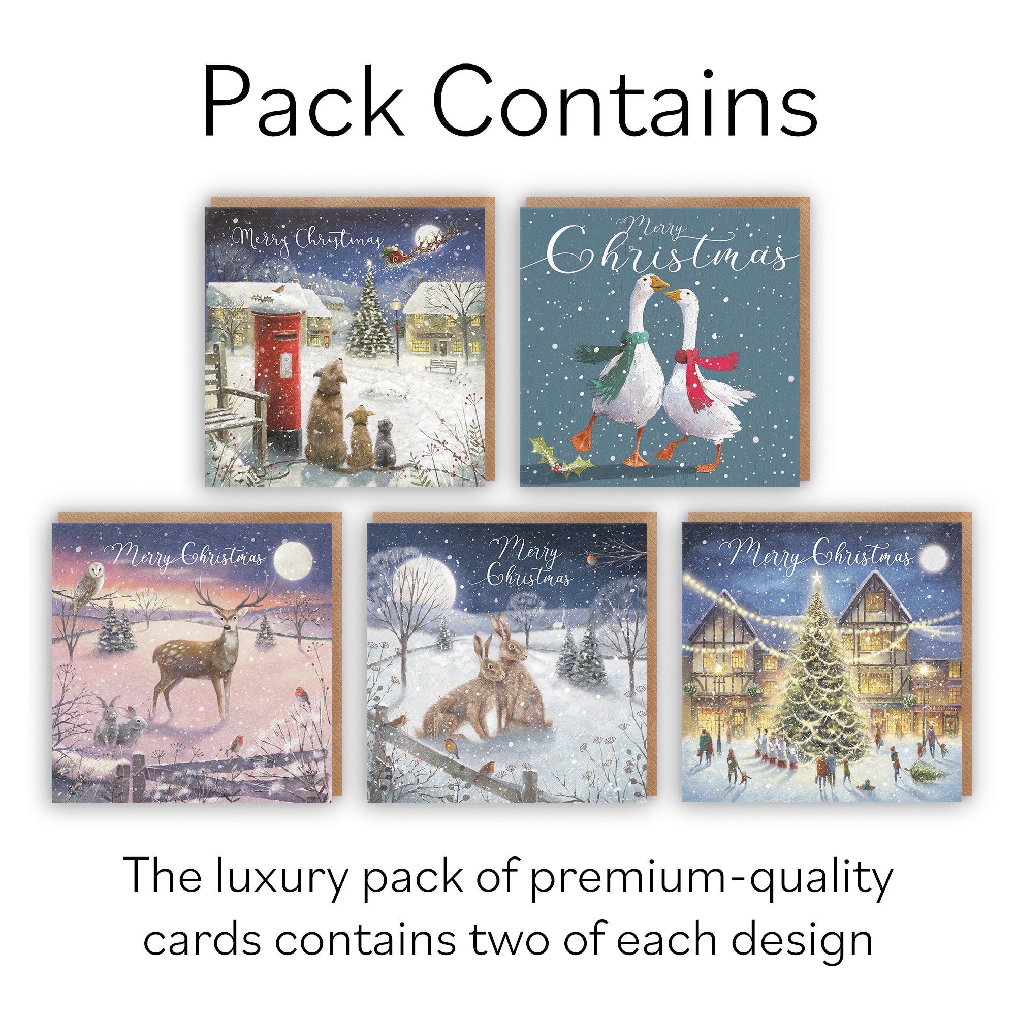 Milo's Gallery Mixed Pack Of 10 Christmas Cards And Envelopes