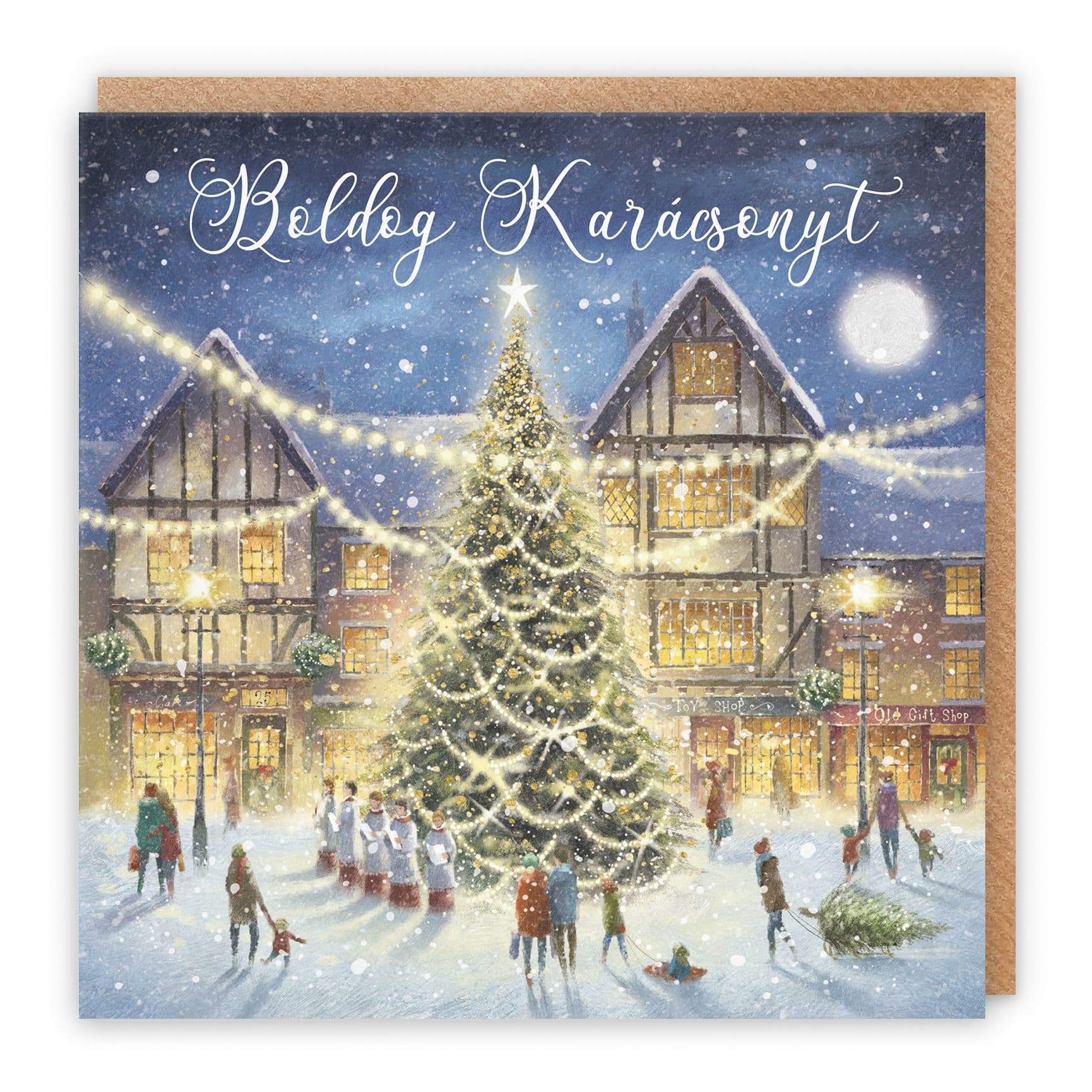 Hungarian Language Christmas Card 'Christmas Eve' Milo's Gallery