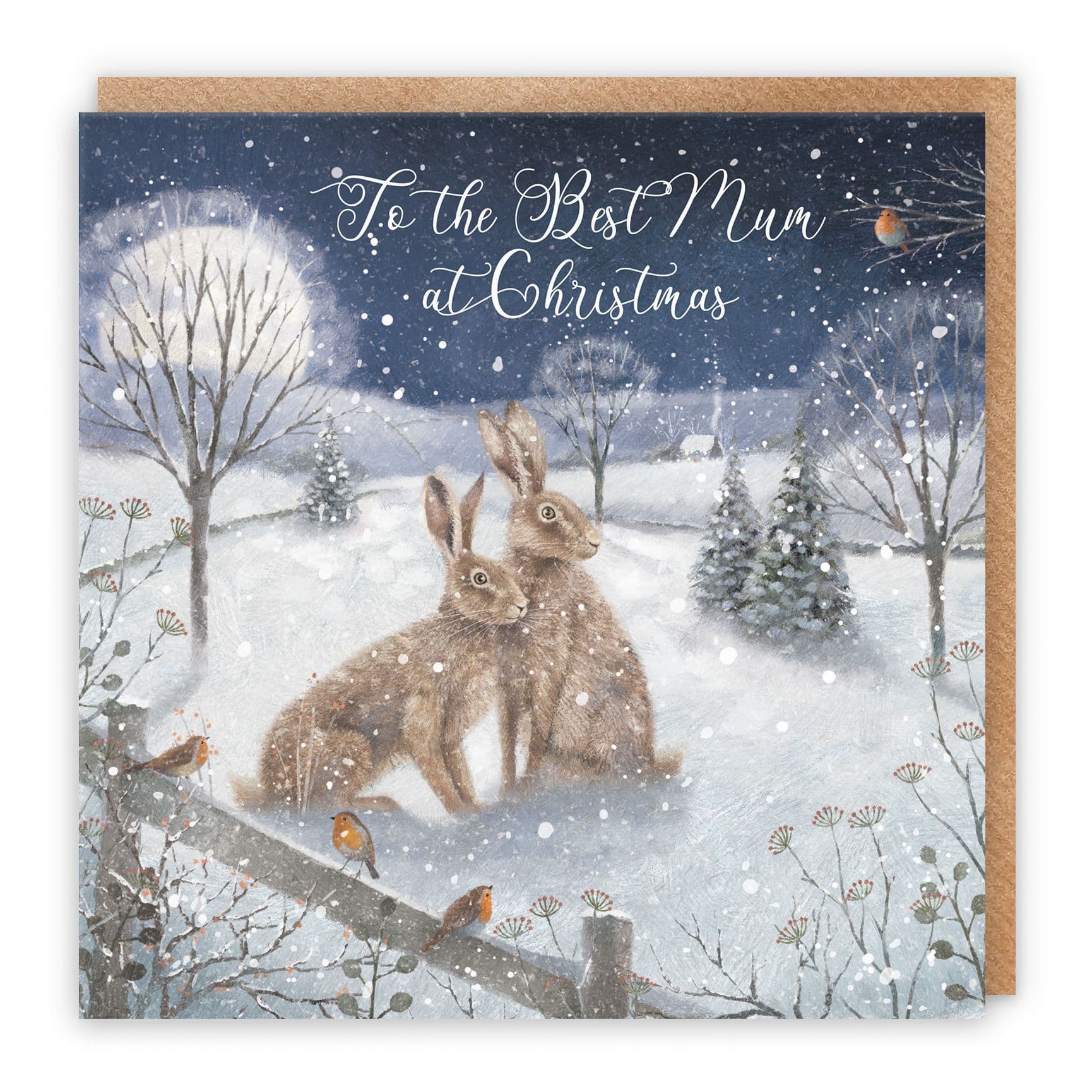 Mum Christmas Card 'Snowy Hares' Milo's Gallery