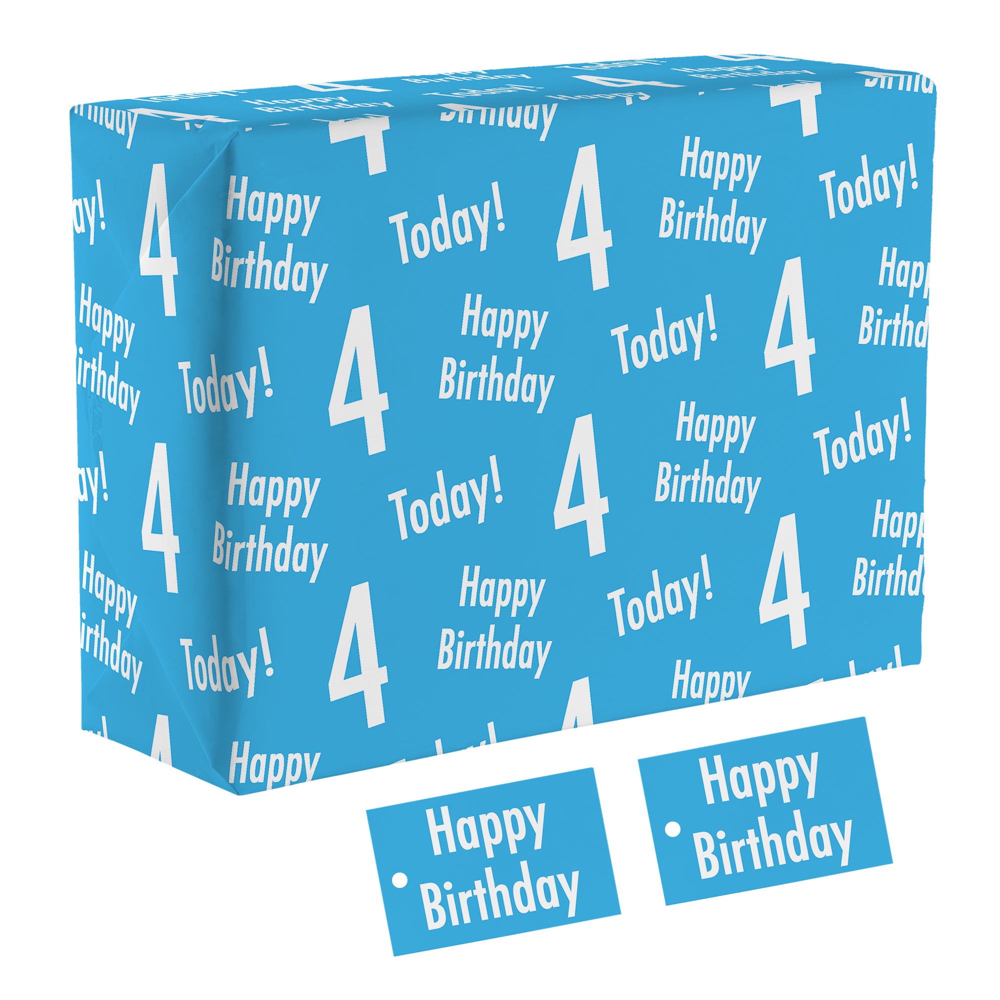 4th Birthday Gift Wrap And Tags