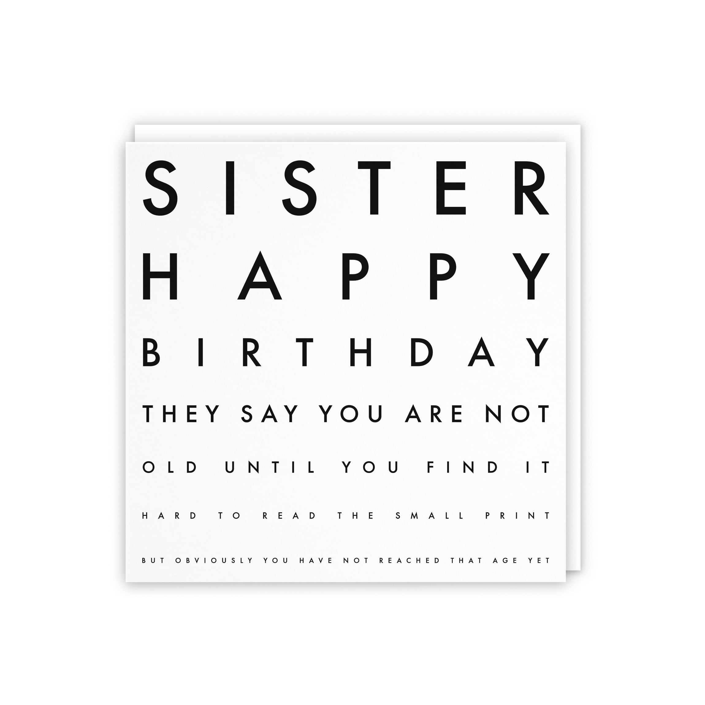 Sister Humorous Eye Sight Joke Birthday Card Letters - Default Title (5056408111409)