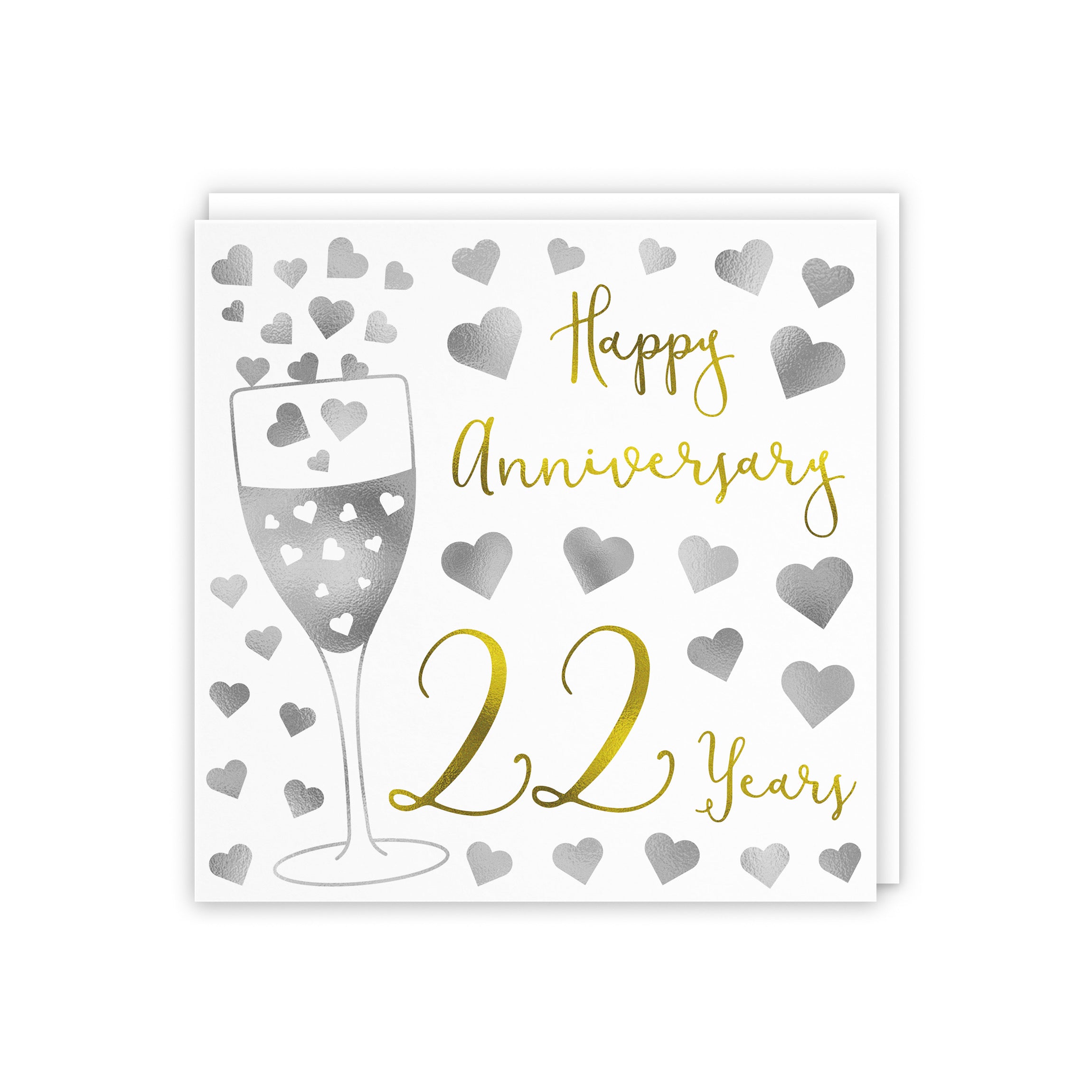 22nd Anniversary Card Silver Hearts - Default Title (5056408112604)