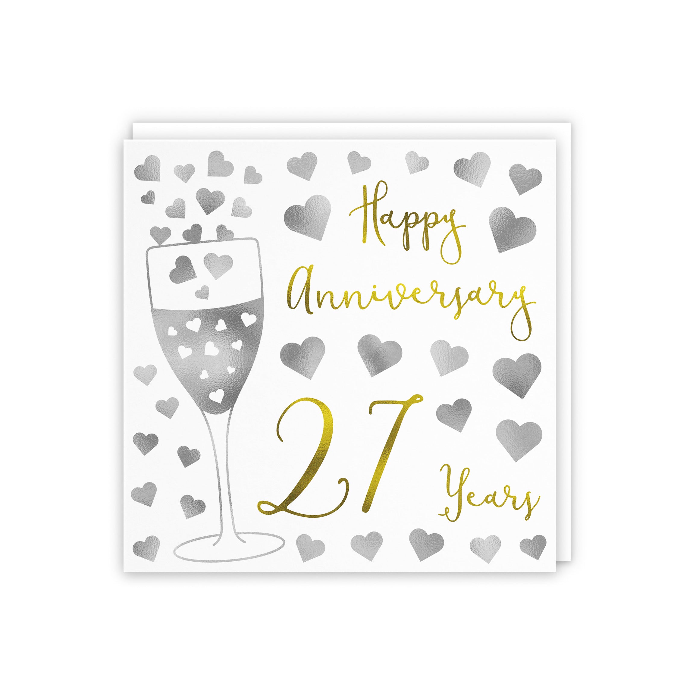 27th Anniversary Card Silver Hearts - Default Title (5056408112659)