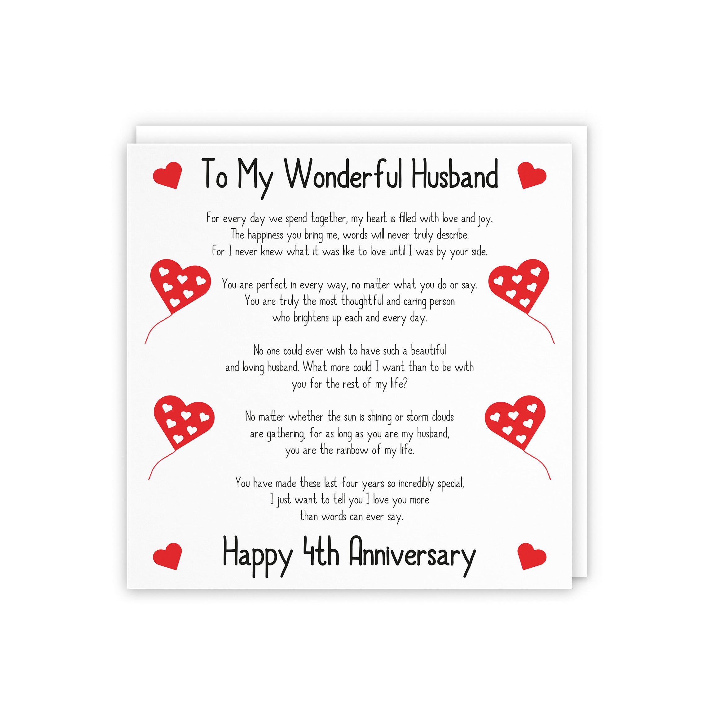 4th Husband Anniversary Card Romantic Verses - Default Title (5056408113076)