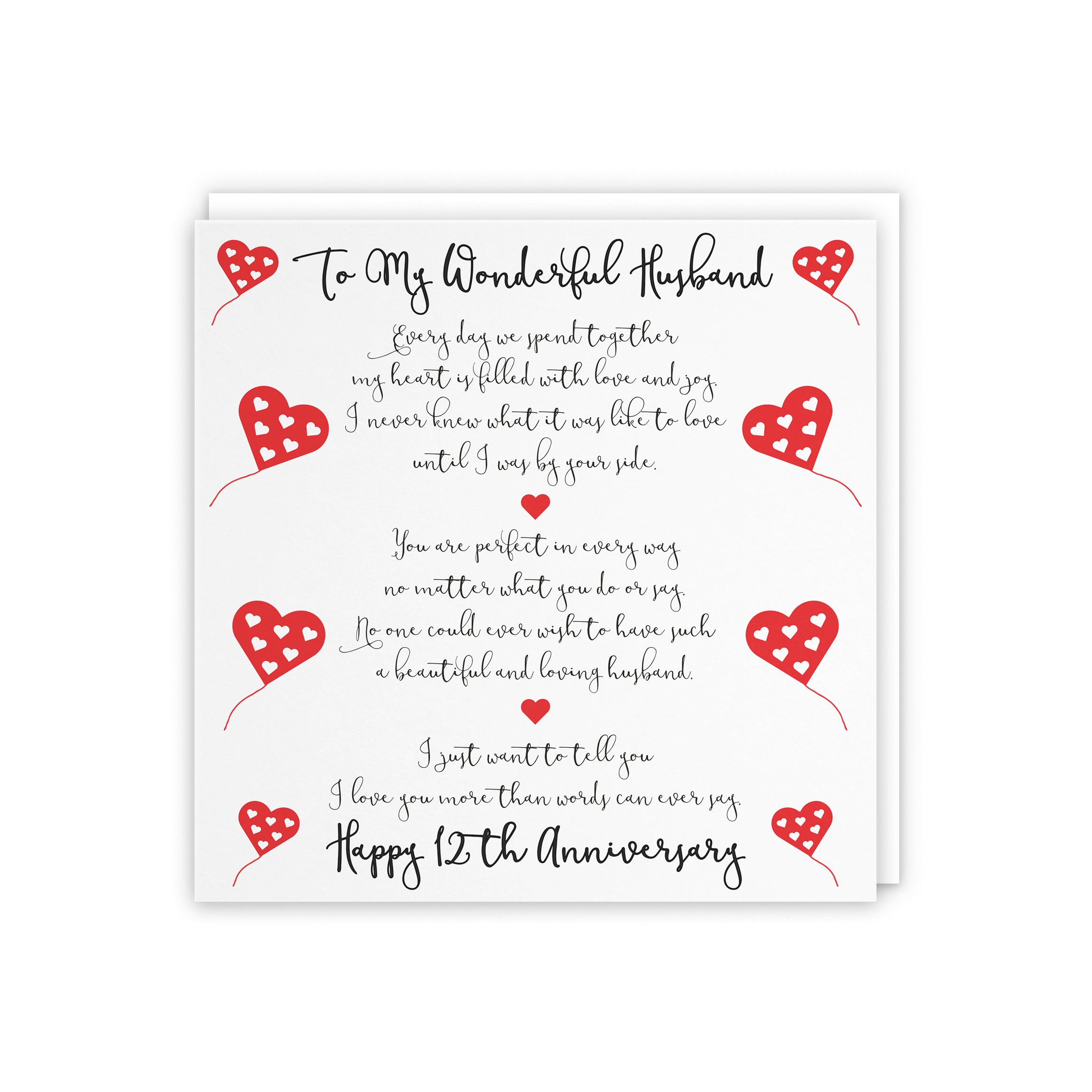 12th Husband Anniversary Card Romantic Verses - Default Title (5056408121477)