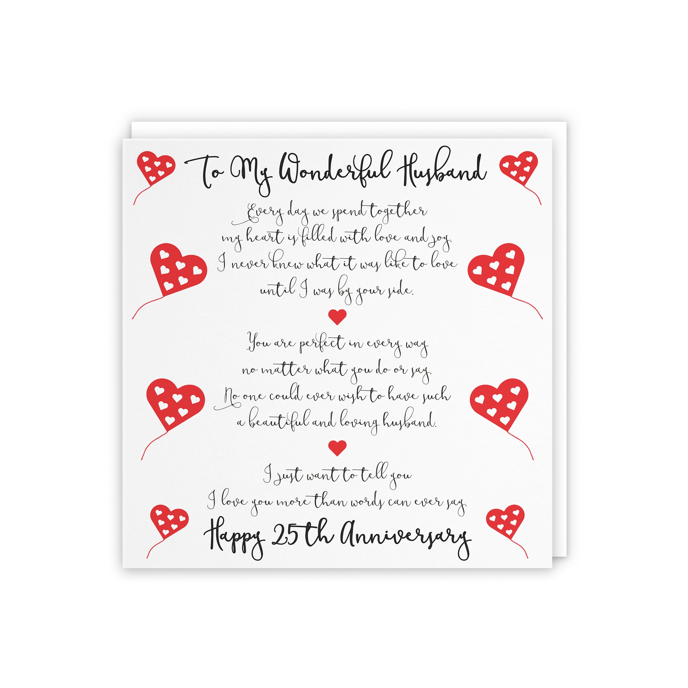 25th Husband Anniversary Card Romantic Verses - Default Title (5056408121521)