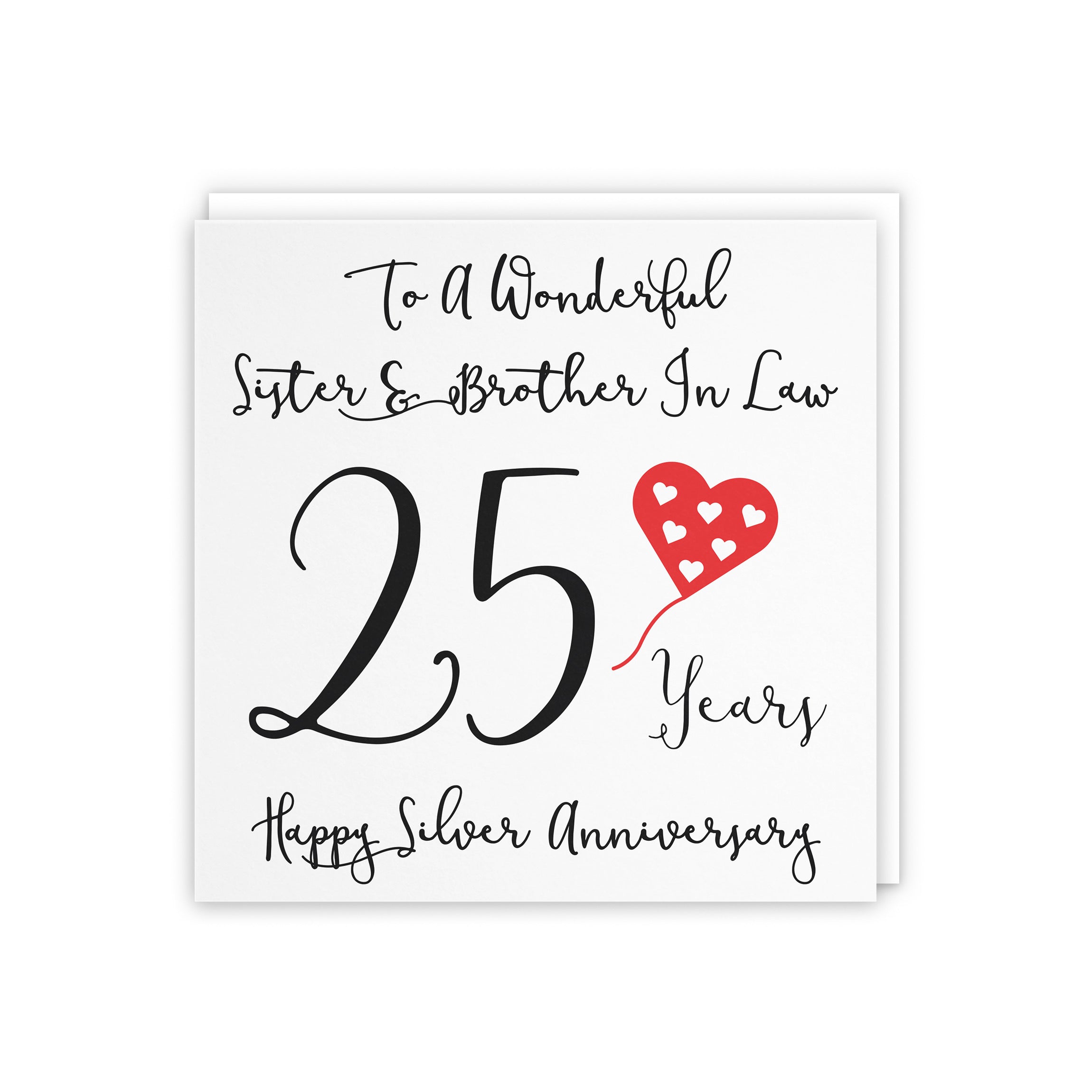 25th Sister And Brother In Law Anniversary Card Love Heart - Default Title (5056408121958)