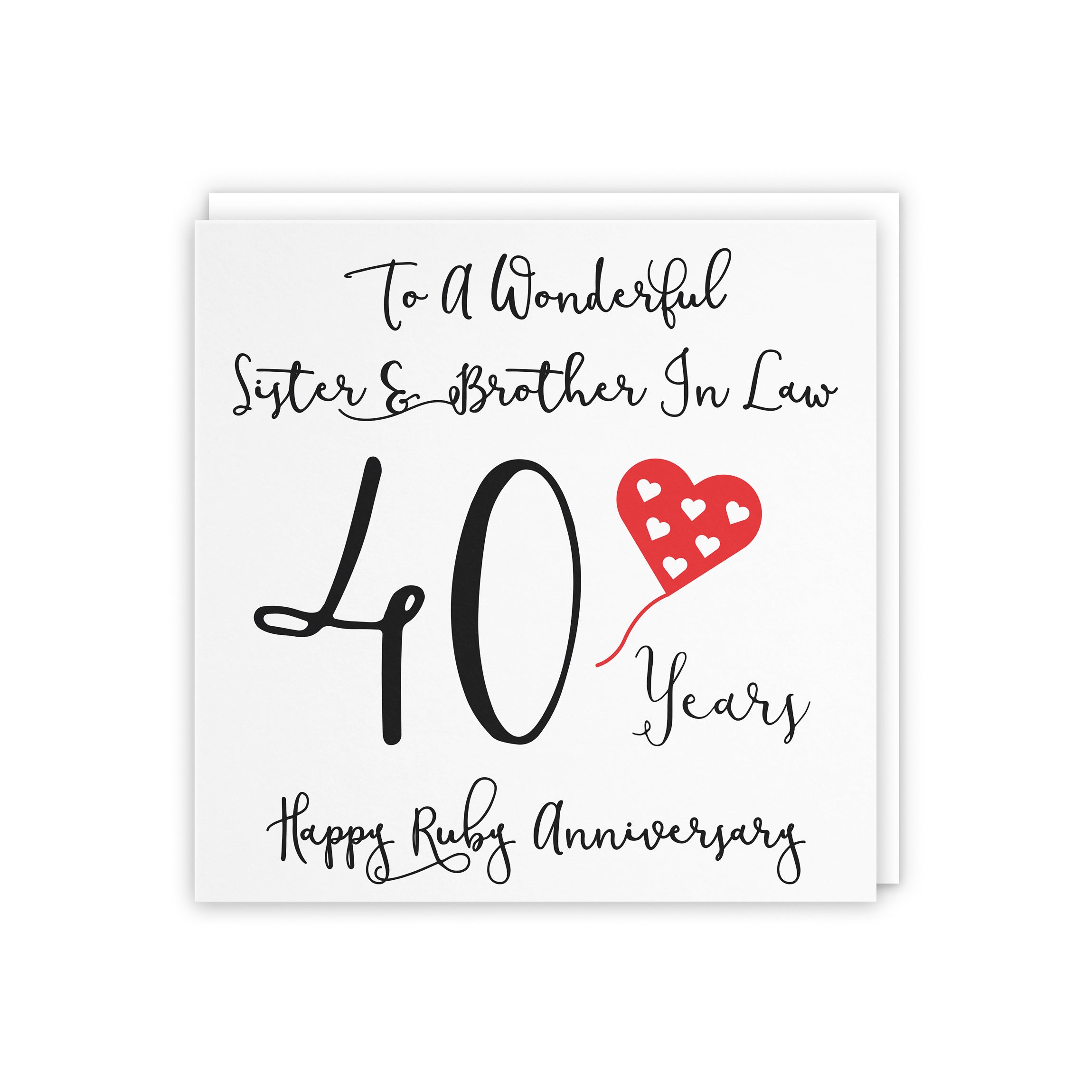 40th Sister And Brother In Law Anniversary Card Love Heart - Default Title (5056408121989)