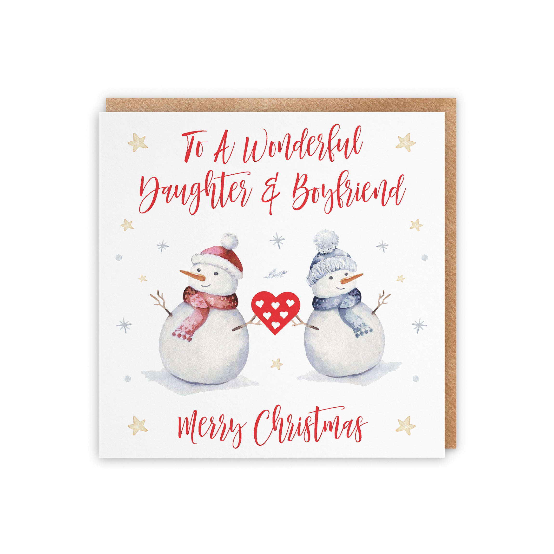 Daughter And Boyfriend Snowman Christmas Card - Default Title (5056408129879)