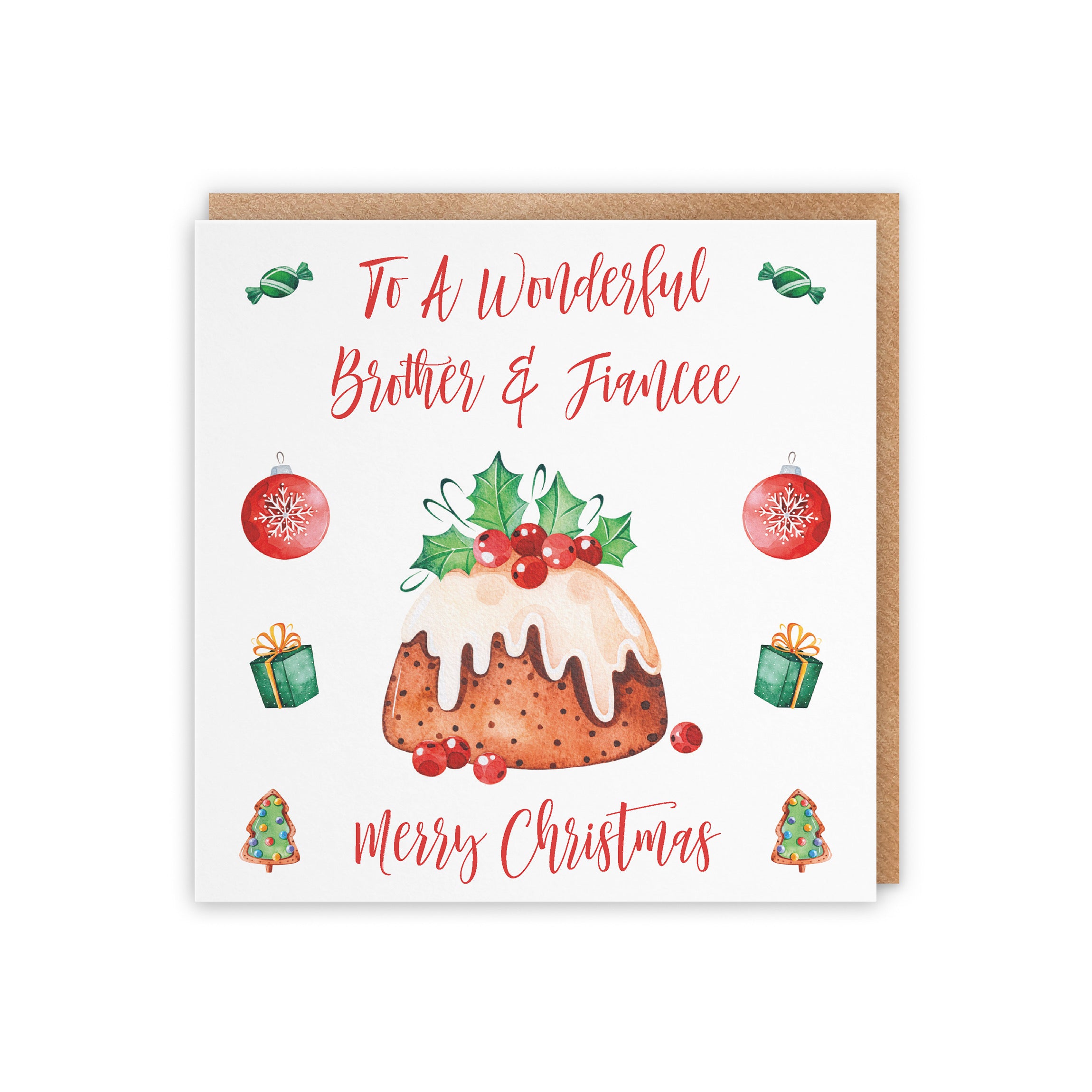 Brother And Fiancee Christmas Pudding Card - Default Title (5056408130738)