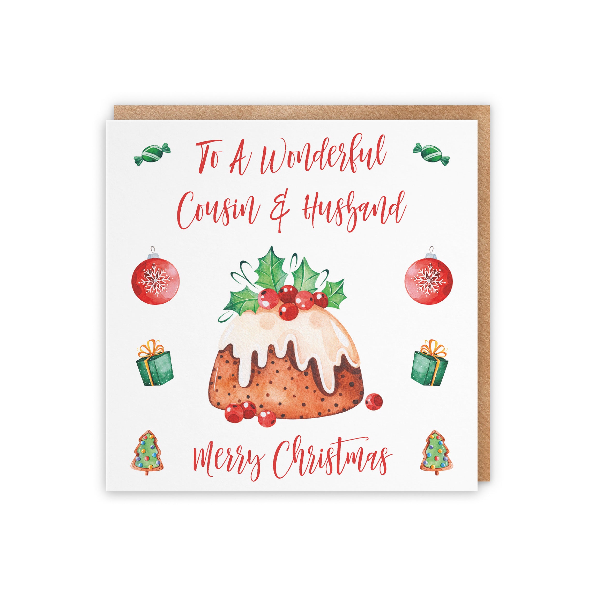 Cousin And Husband Christmas Pudding Card - Default Title (5056408131001)