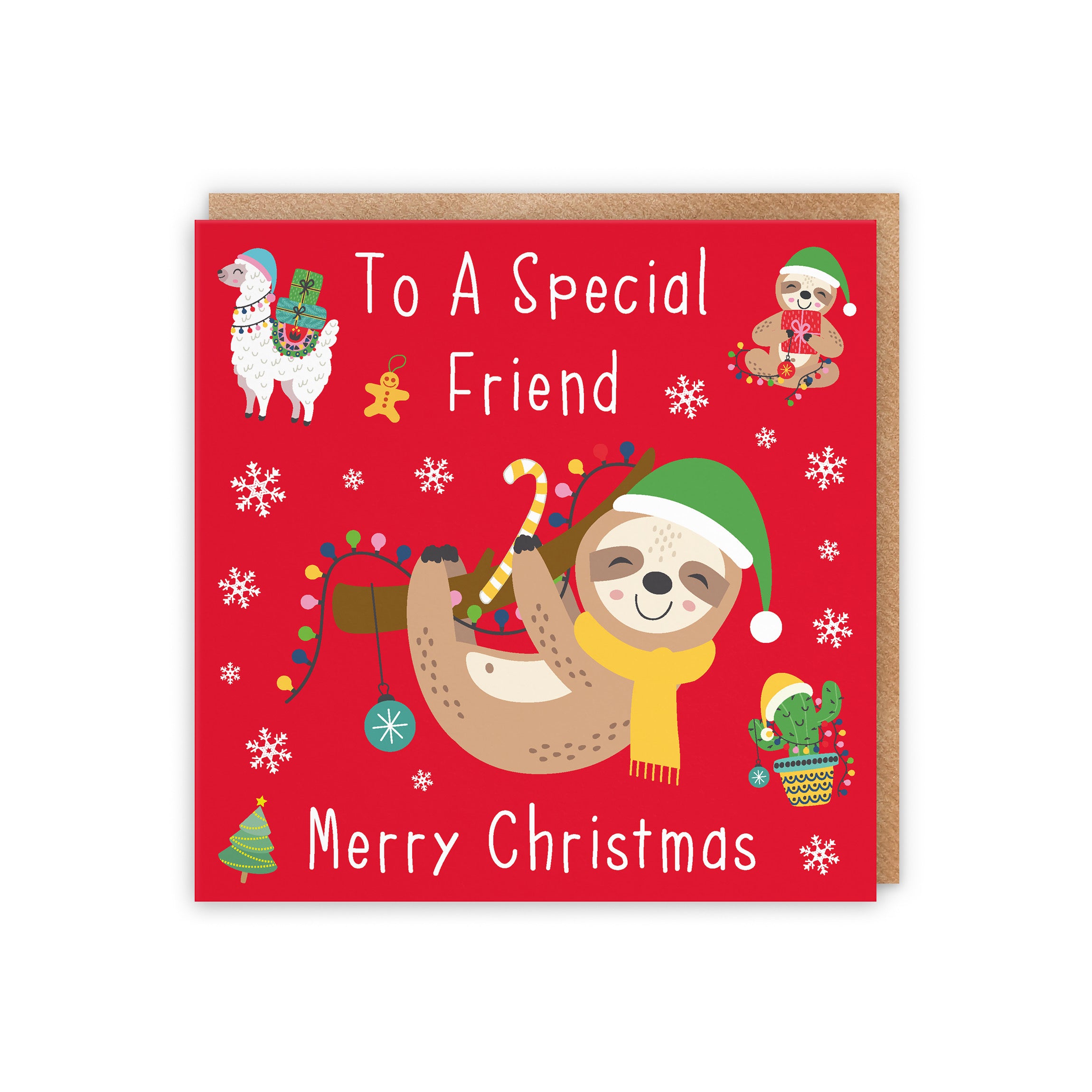 Friend Sloth And Llama Christmas Card - Default Title (5056408134248)