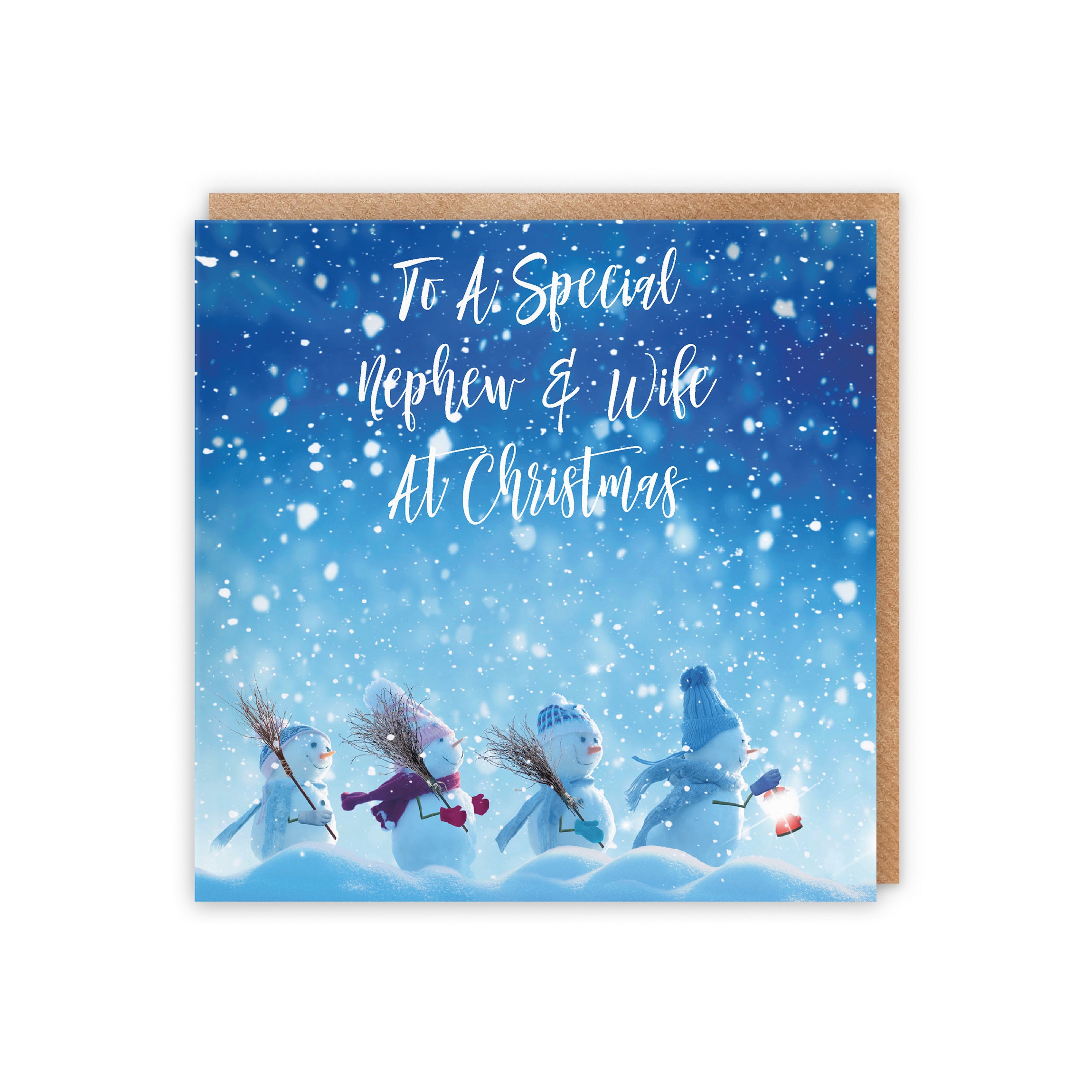 Nephew And Wife Snow People Christmas Card - Default Title (5056408134705)