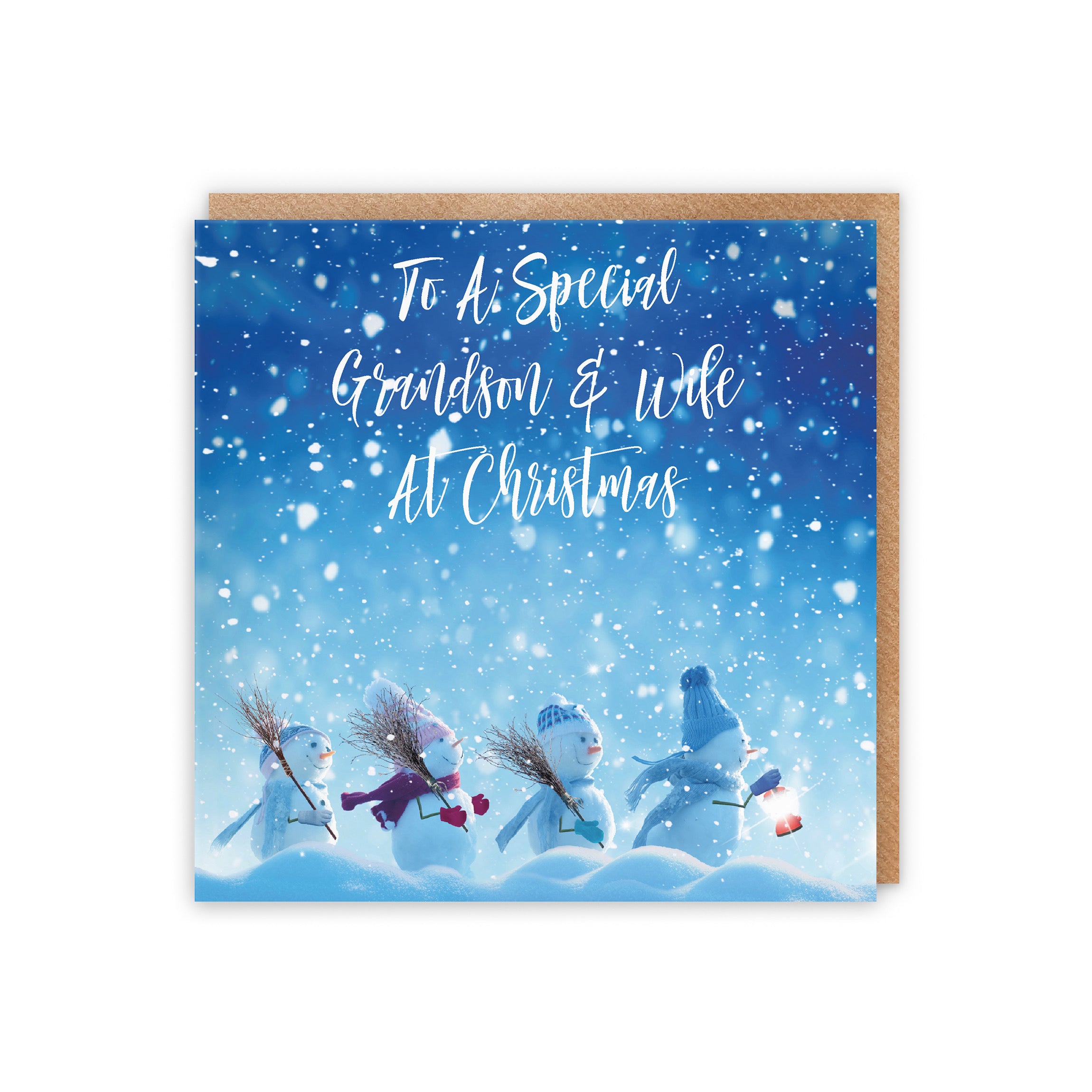 Grandson And Wife Snow People Christmas Card - Default Title (5056408134736)