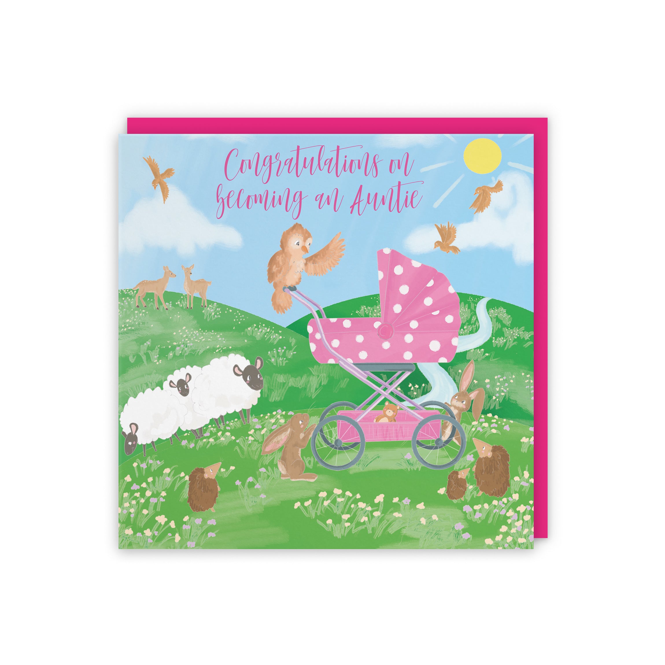 New Auntie Congratulations Cute New Baby Card Countryside - Default Title (5056408141093)