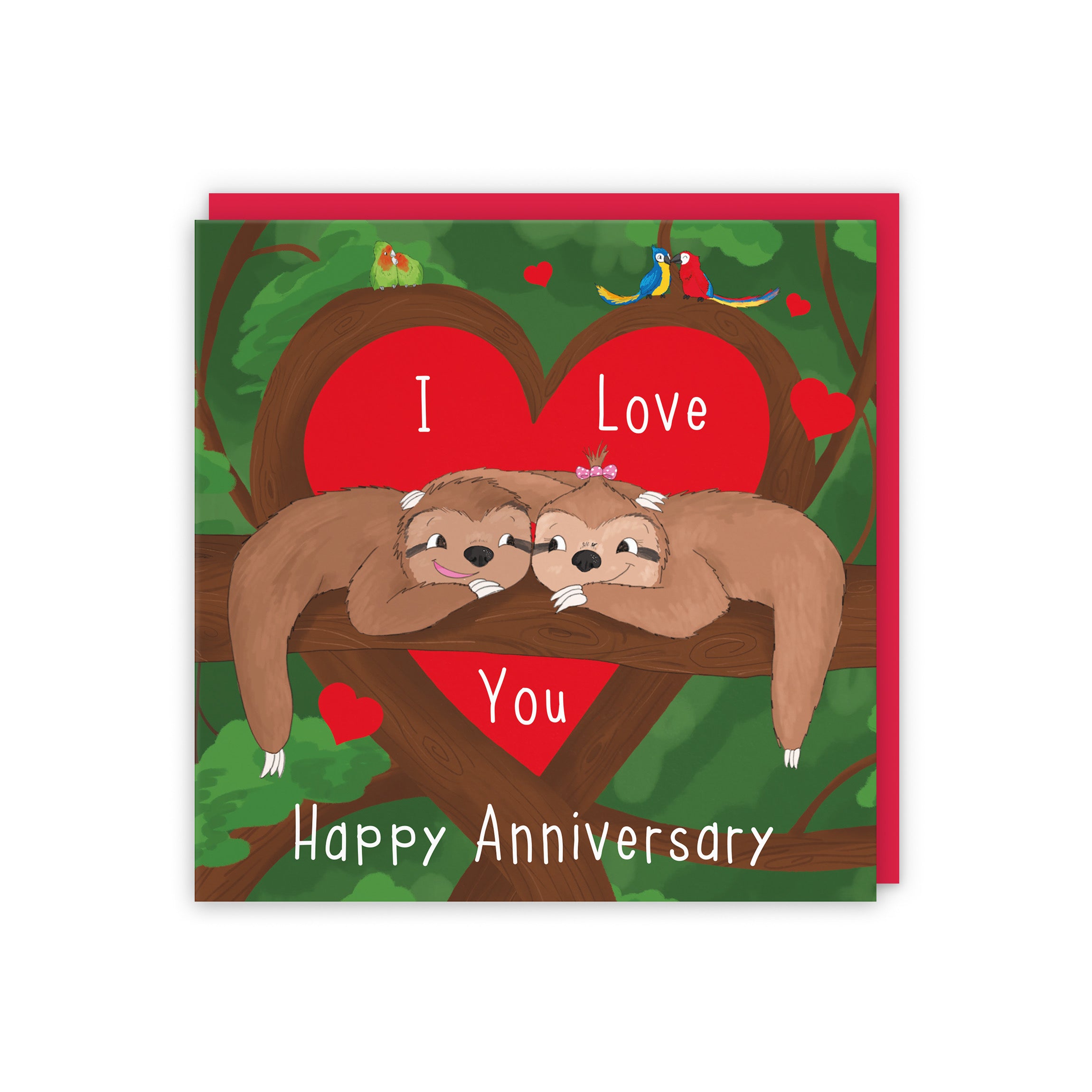 Romantic Sloths Anniversary Card Cute Animals - Default Title (5056408150040)