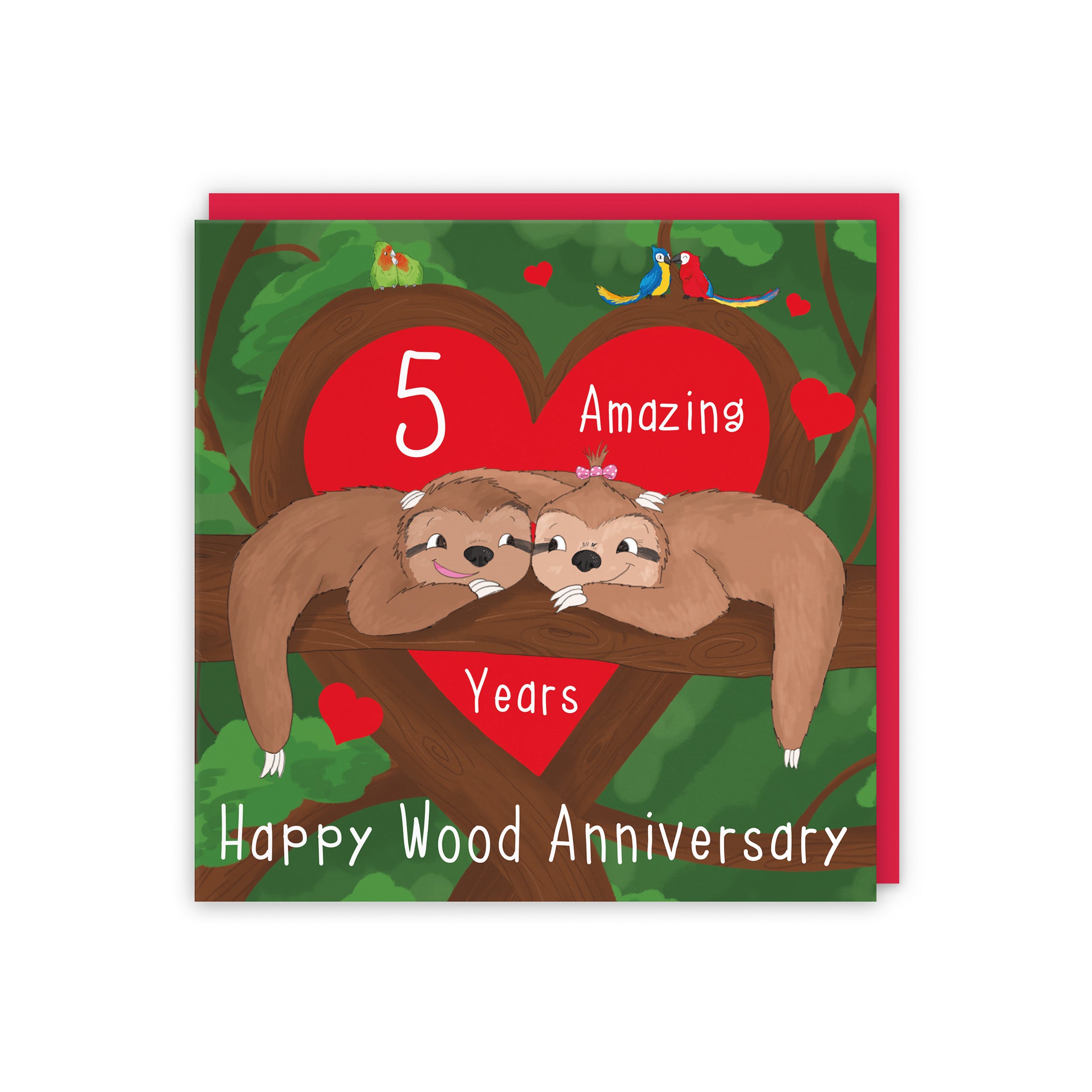 Sloths 5th Anniversary Card Cute Animals - Default Title (5056408150057)