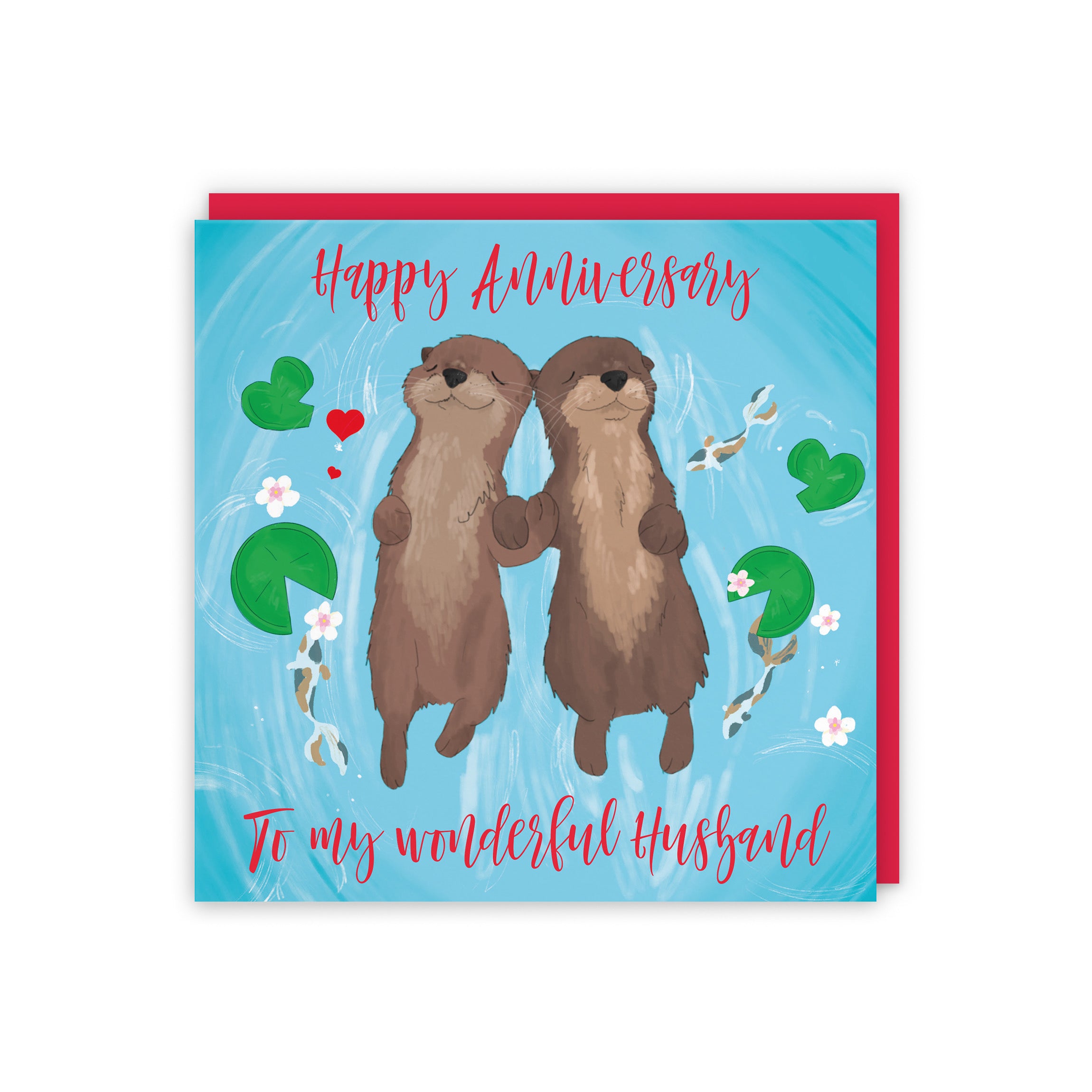 Husband Otters Anniversary Card Cute Animals - Default Title (5056408150149)