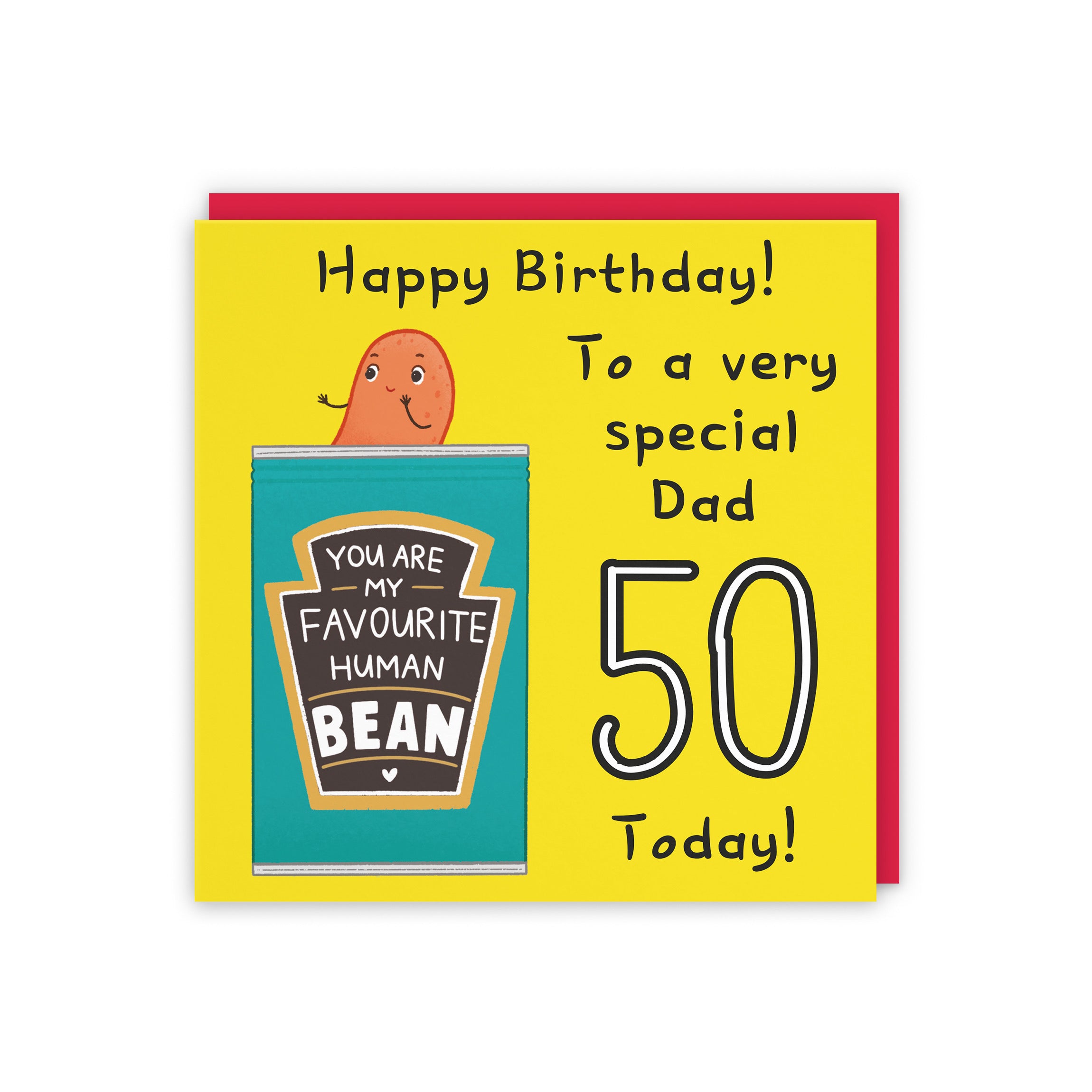 50th Dad Bean Birthday Card Yellow Iconic - Default Title (5056408150552)