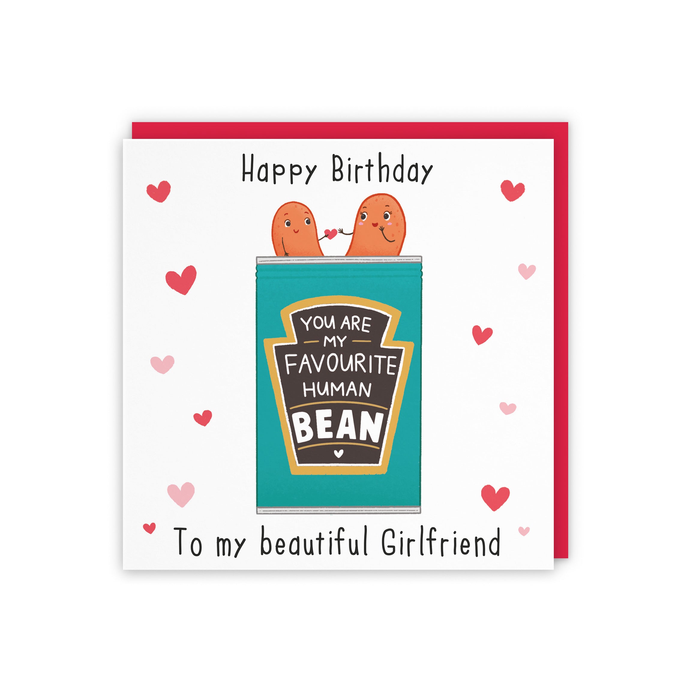 Girlfriend Bean Birthday Card Hearts Iconic - Default Title (5056408150682)