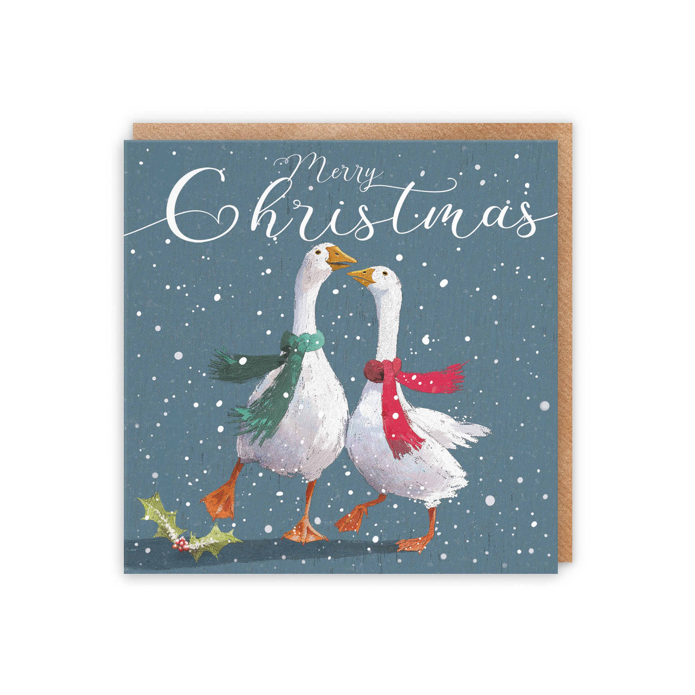 Open Single Festive Geese Christmas Card Milo's Gallery - Default Title (5056408155342)