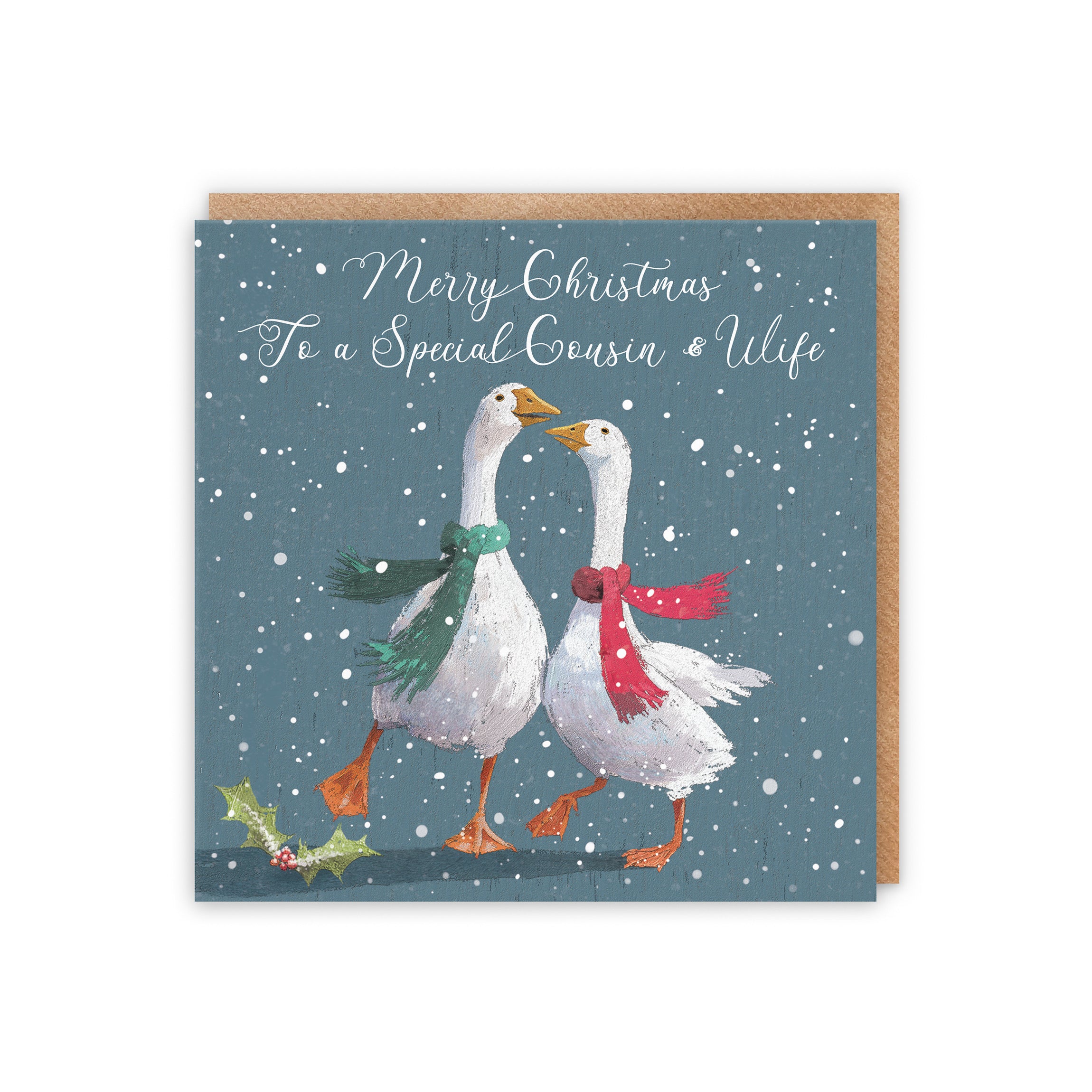 Cousin And Wife Festive Geese Christmas Card Milo's Gallery - Default Title (5056408155427)