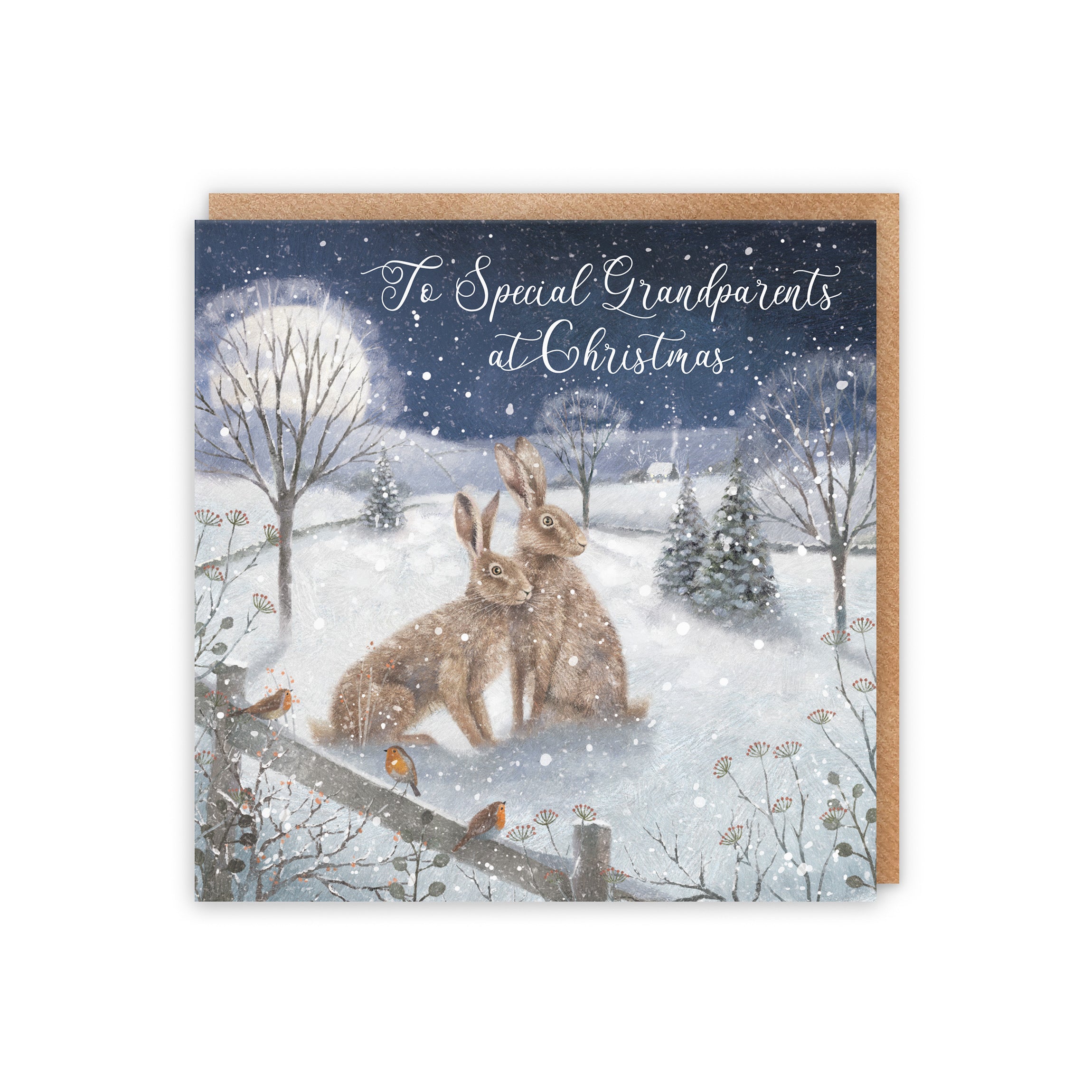 Grandparents Christmas Card 'Snowy Hares' Milo's Gallery - Default Title (5056408166775)