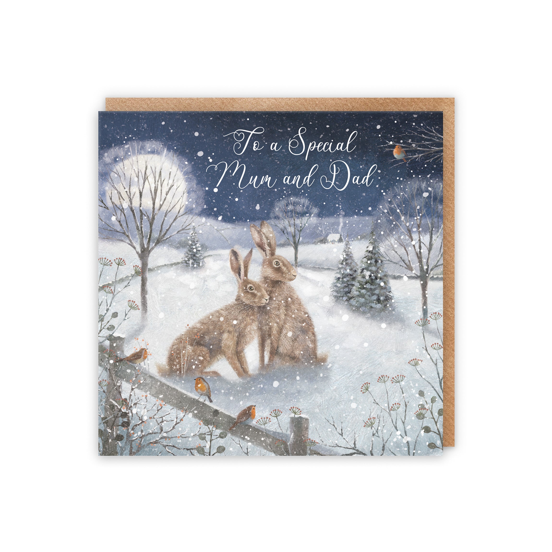 Mum And Dad Christmas Card 'Snowy Hares' Milo's Gallery - Default Title (5056408166782)