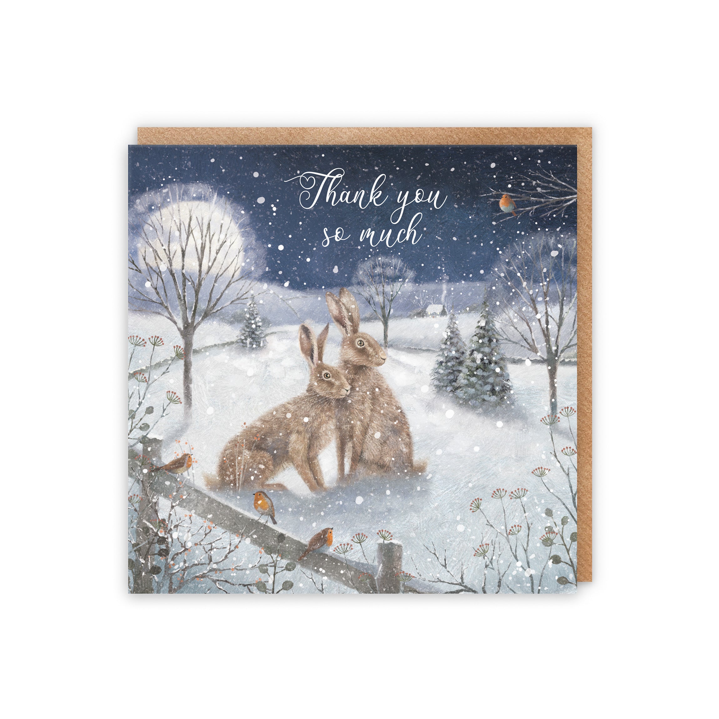 Thank You Christmas Card 'Snowy Hares' Milo's Gallery - Default Title (5056408166881)