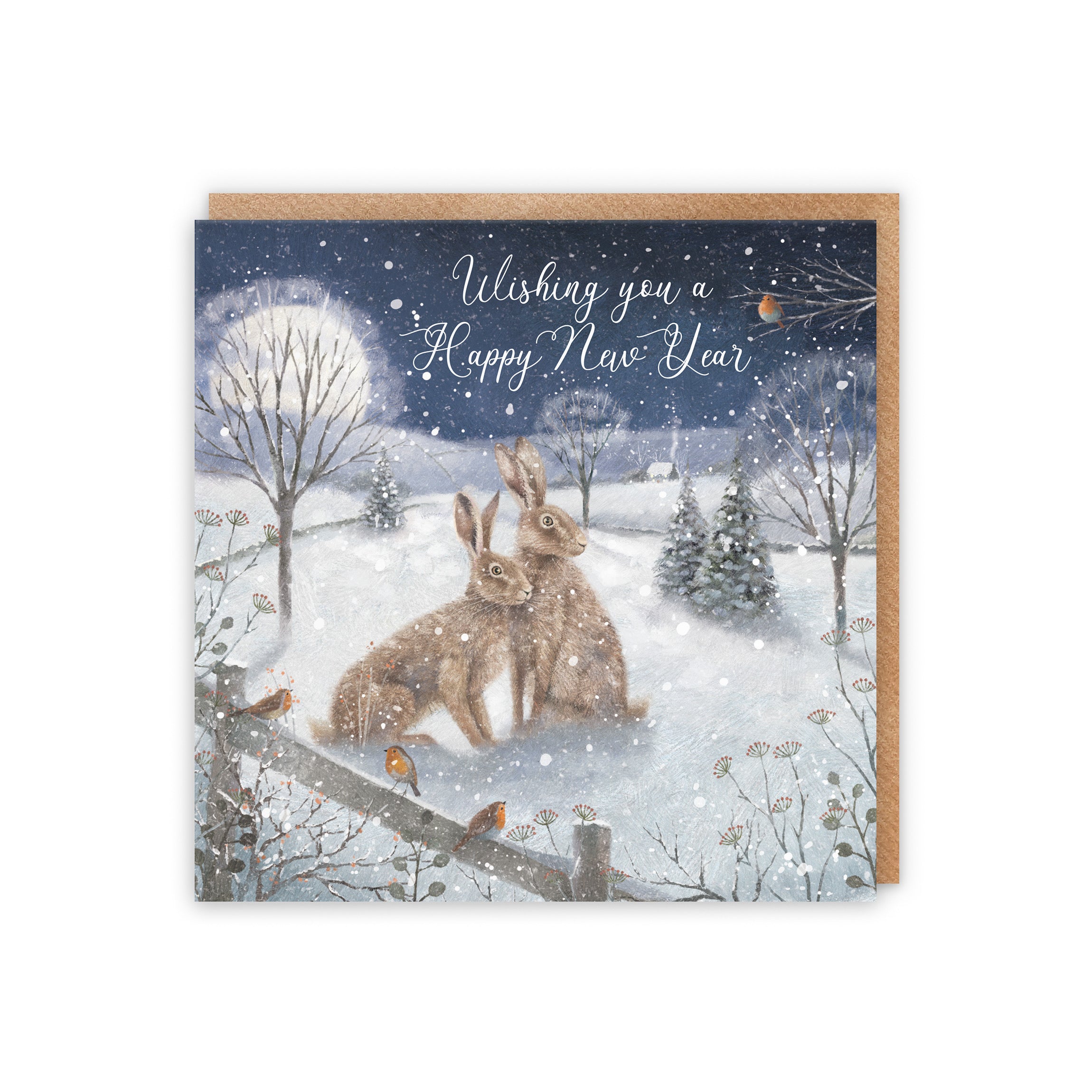 Happy New Year Luxury Card 'Snowy Hares' Milo's Gallery - Default Title (5056408166898)