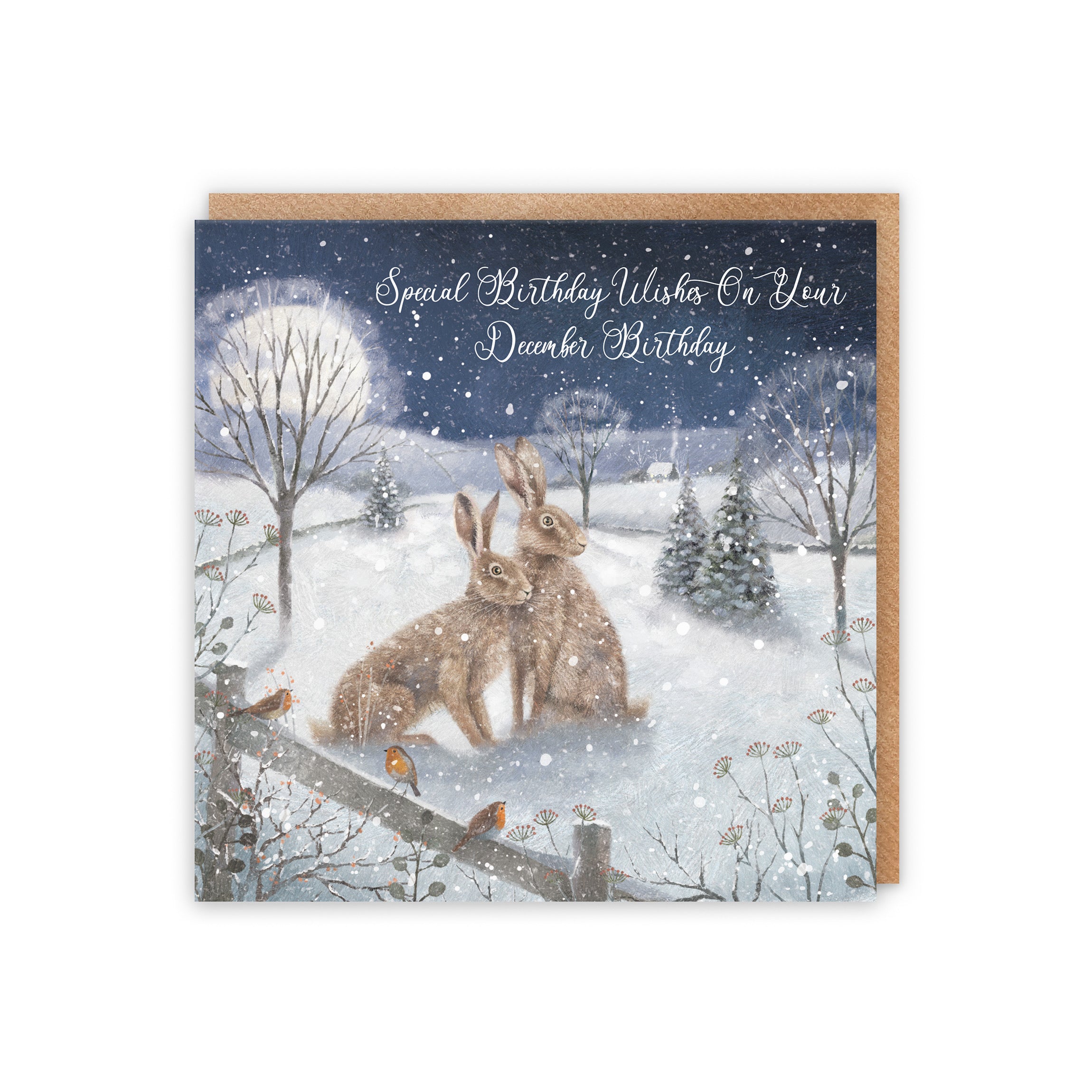 December Birthday Card 'Snowy Hares' Milo's Gallery - Default Title (5056408166935)