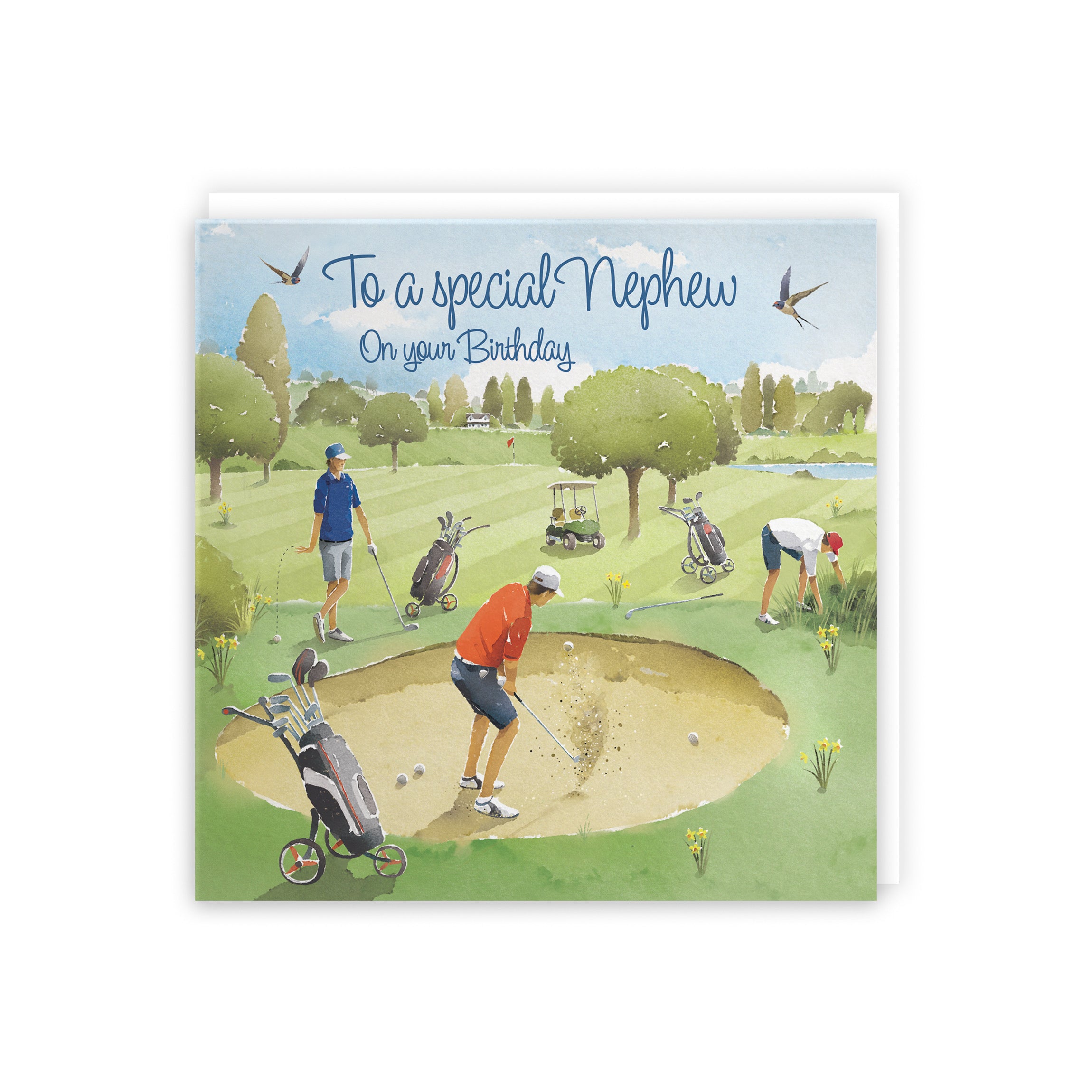 Nephew Golfing Birthday Card Golf Bunker Milo's Gallery - Default Title (5056408174596)