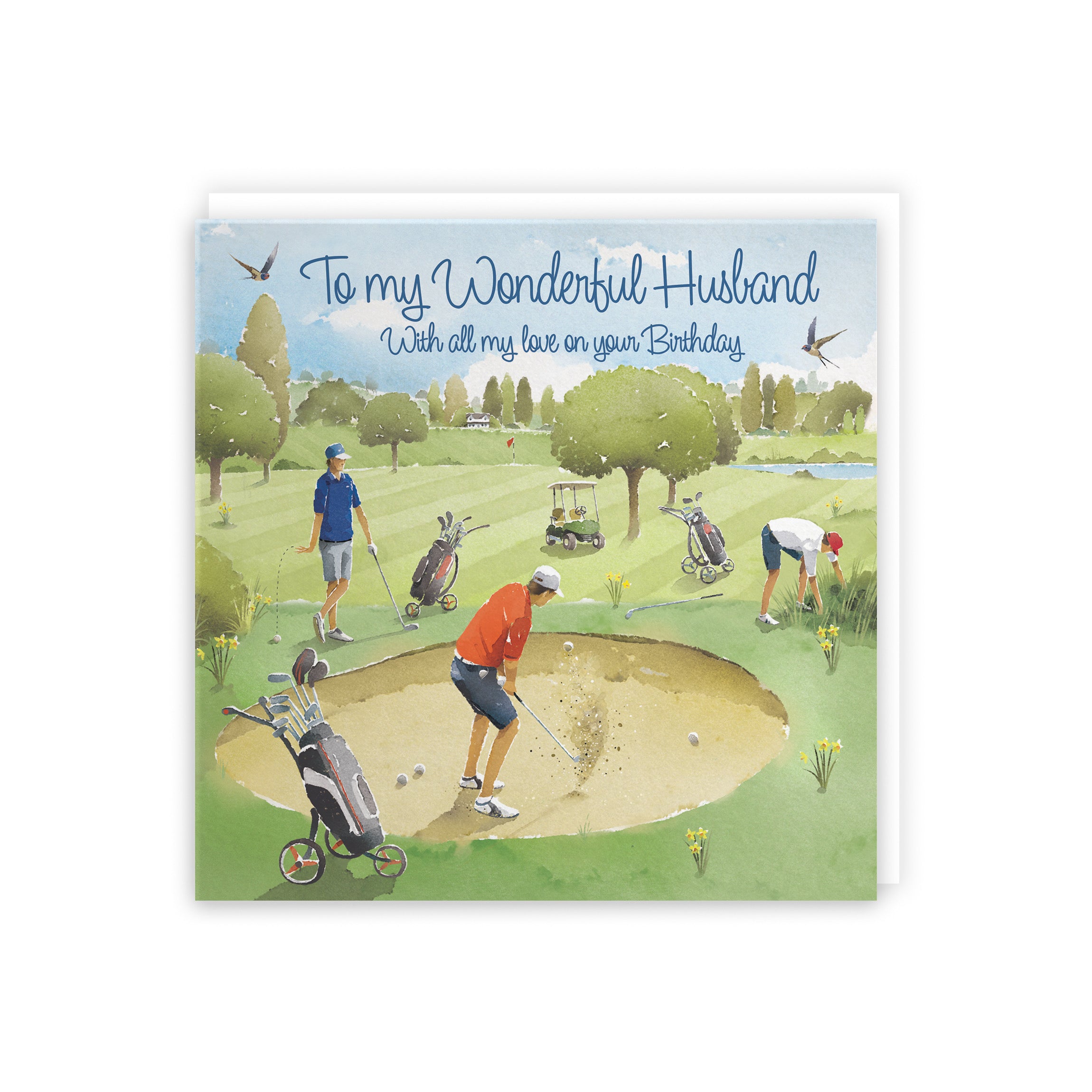 Husband Golfing Birthday Card Golf Bunker Milo's Gallery - Default Title (5056408174732)