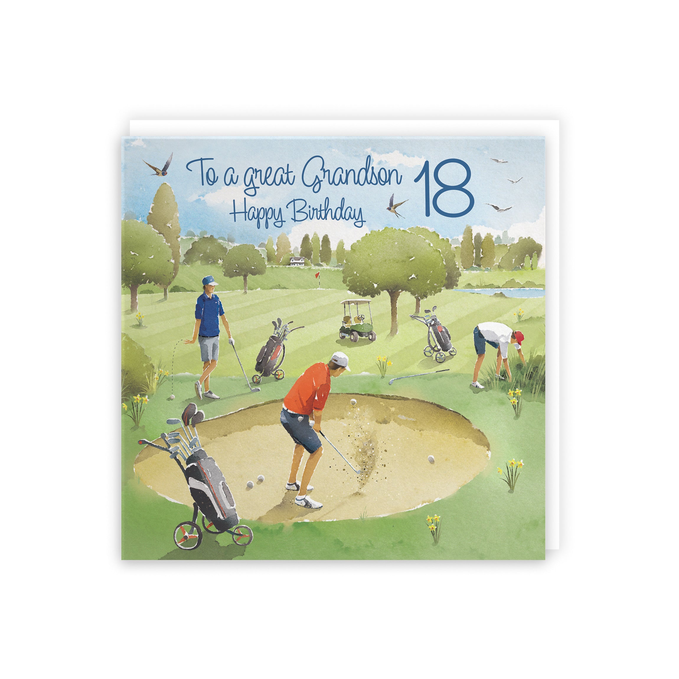 18th Grandson Golfing Birthday Card Golf Bunker Milo's Gallery - Default Title (5056408175289)