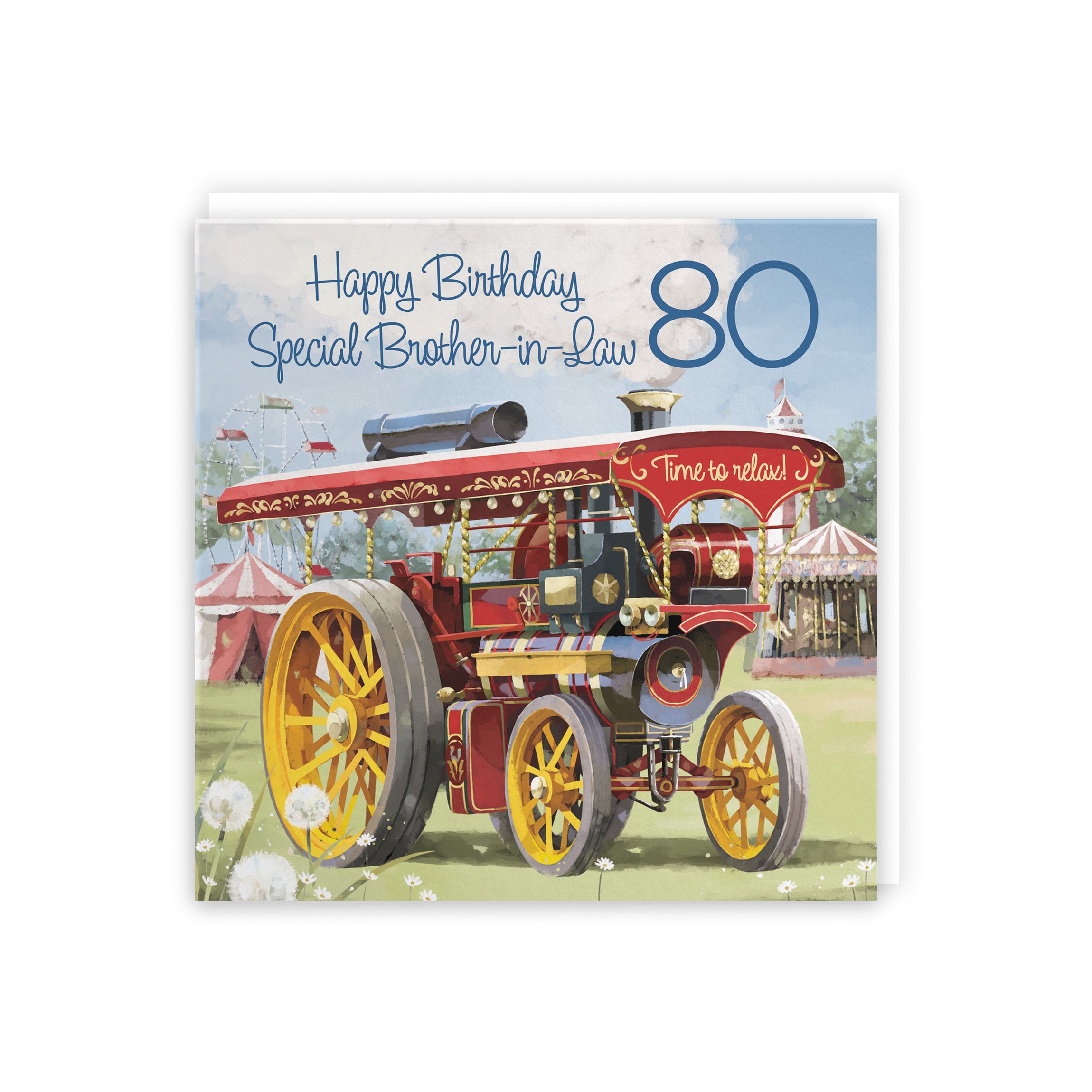 80th Brother-in-Law Traction Engine Birthday Card Steam Tractor Milo's Gallery - Default Title (5056408176453)