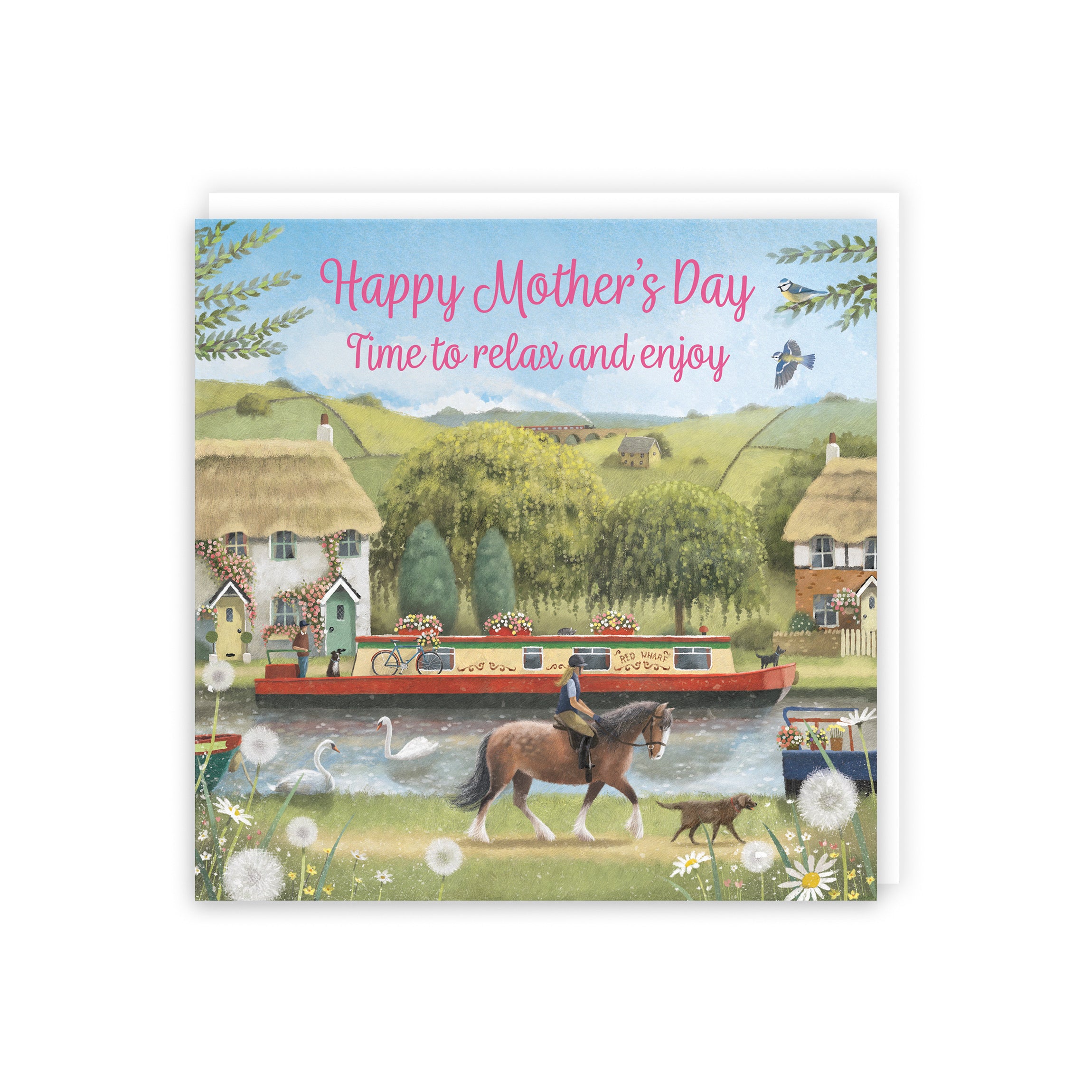 Mother's Day Card Canal Narrowboat Horse Riding Milo's Gallery - Default Title (5056408176699)