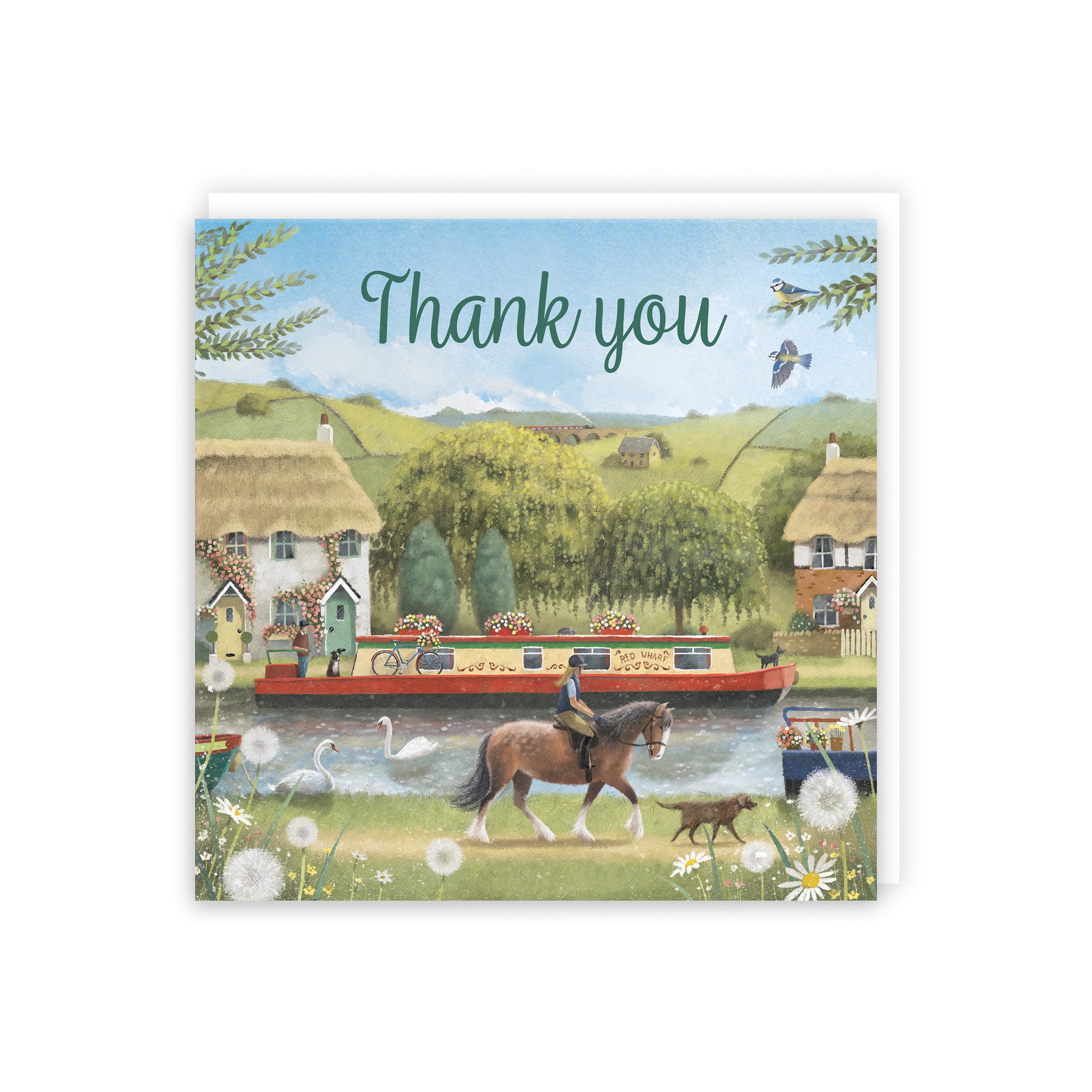 Thank You Card Canal Narrowboat Horse Riding Milo's Gallery - Default Title (5056408176705)