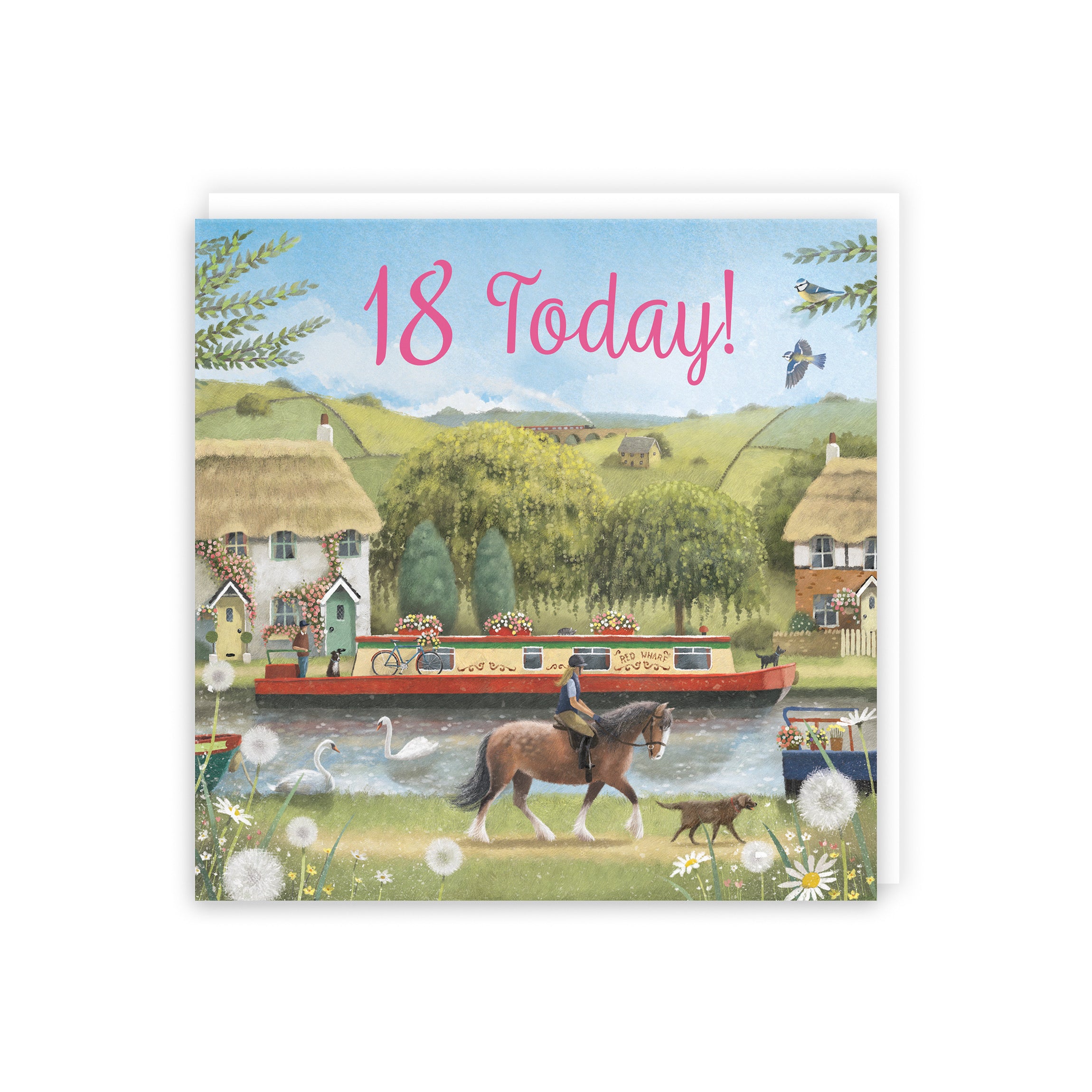 18th Horse Riding Female Birthday Card Canal Narrowboat Milo's Gallery - Default Title (5056408176828)