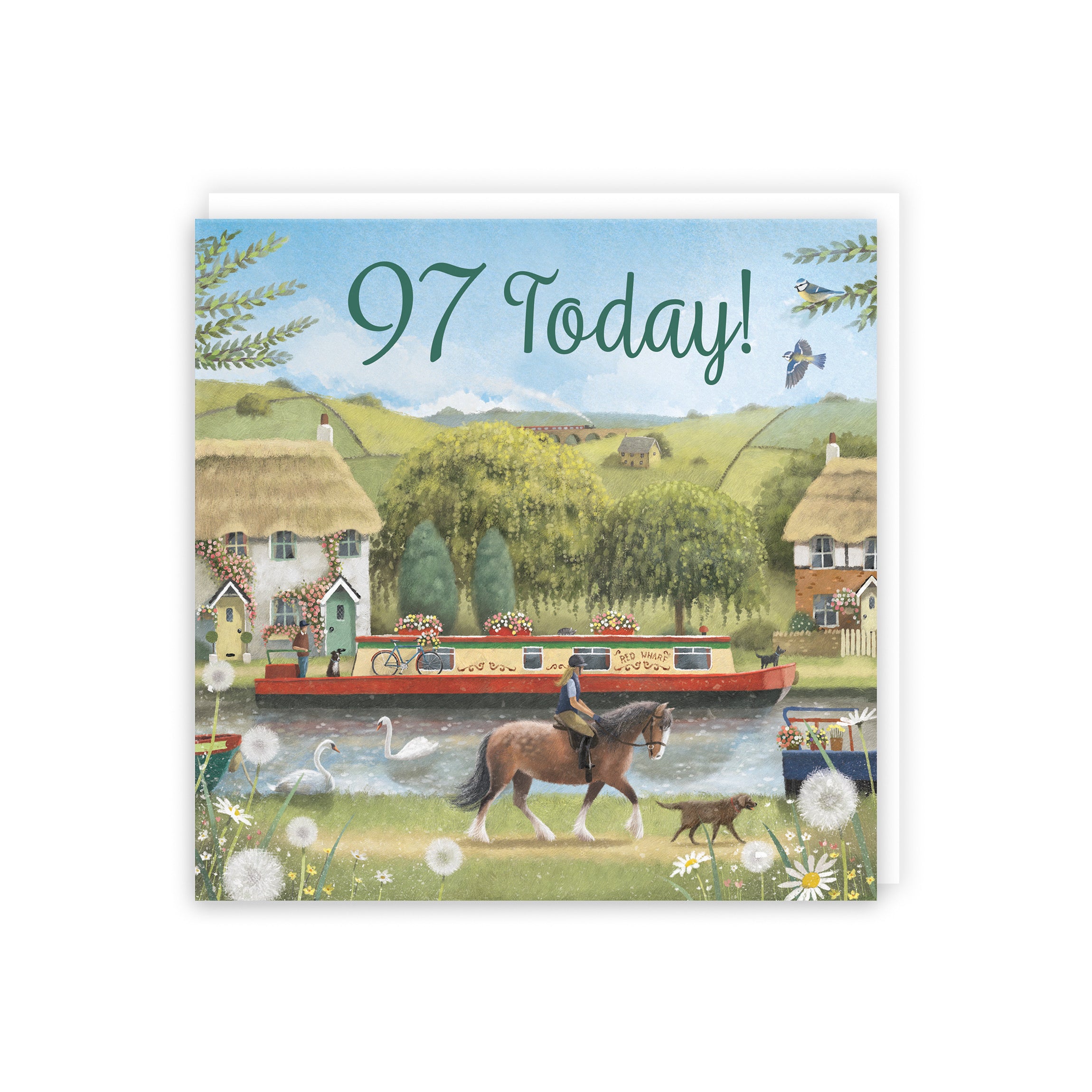 97th Canal Narrowboat Birthday Card Horse Riding Milo's Gallery - Default Title (5056408177061)