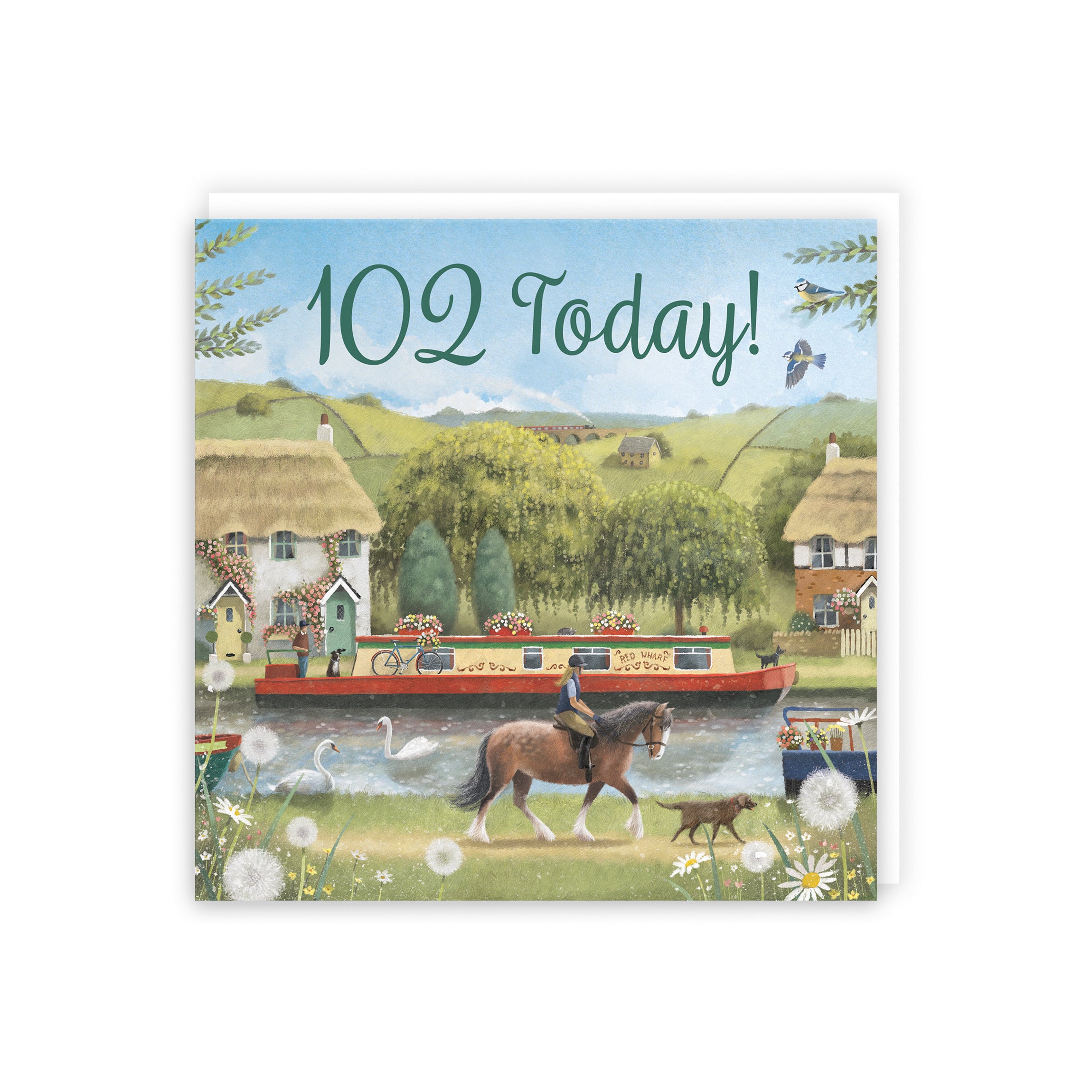 102nd Canal Narrowboat Birthday Card Horse Riding Milo's Gallery - Default Title (5056408177115)