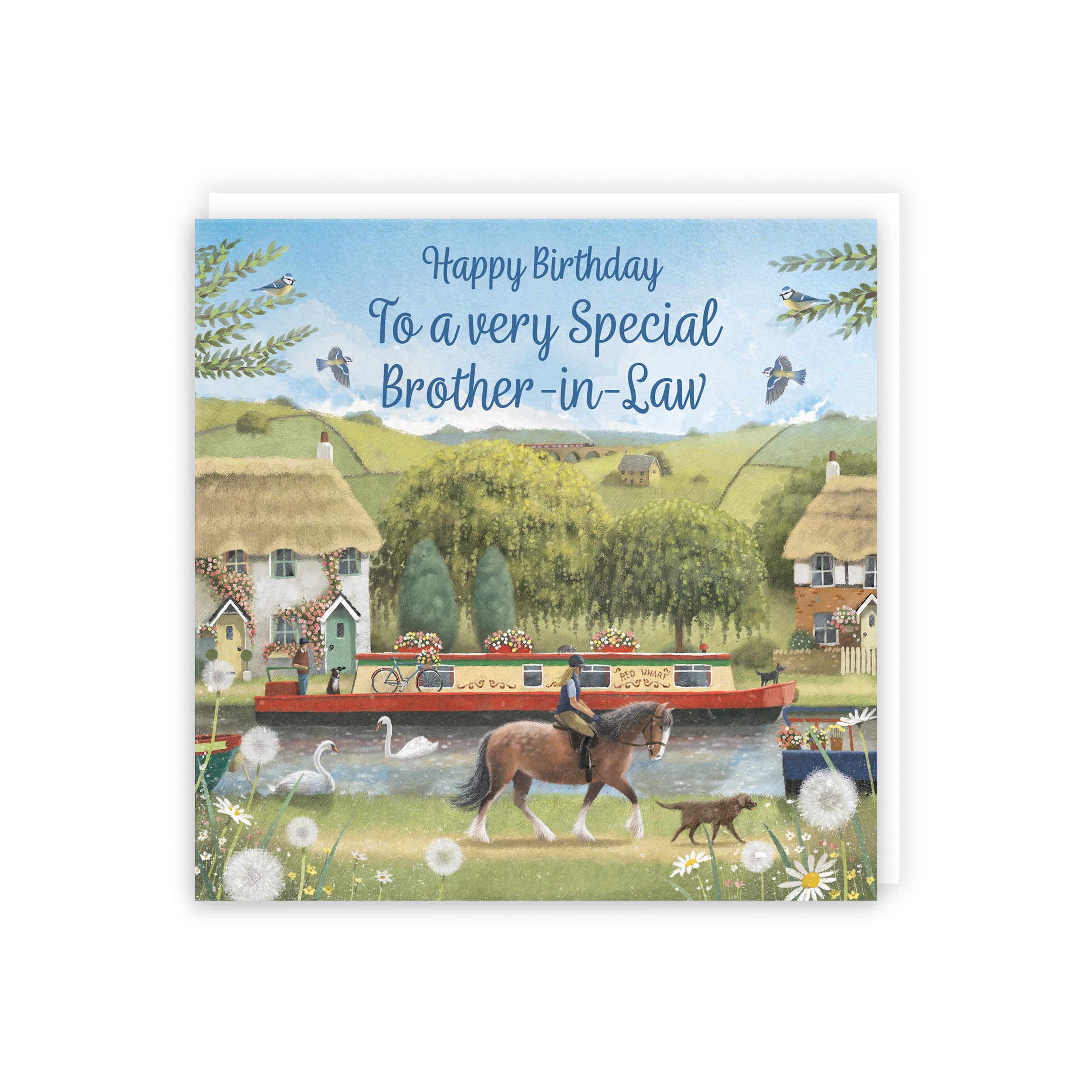 Brother-in-Law Canal Narrowboat Birthday Card Horse Riding Milo's Gallery - Default Title (5056408177368)