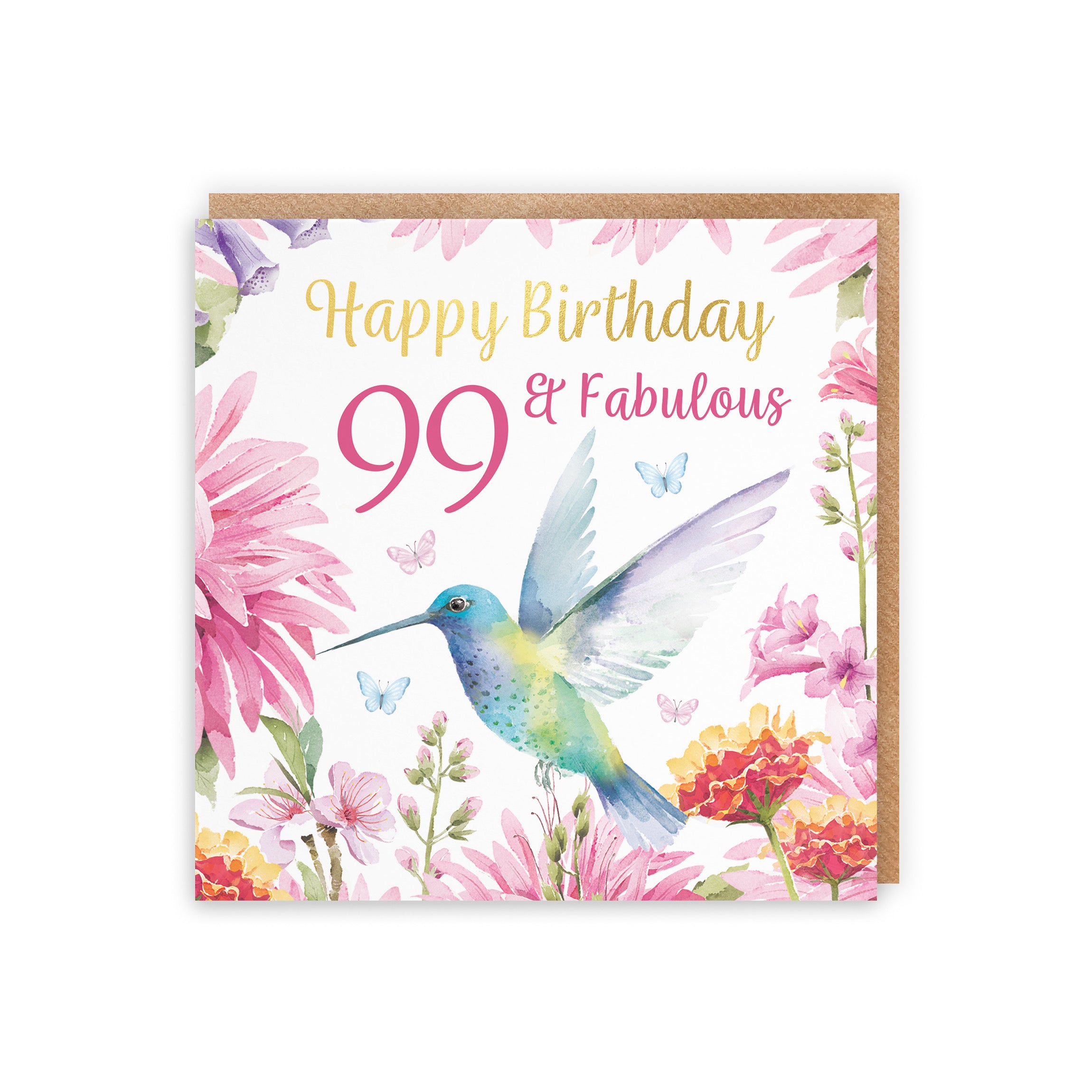 99th Birthday Card Hummingbird Gold Foil Milo's Gallery - Default Title (5056408178877)